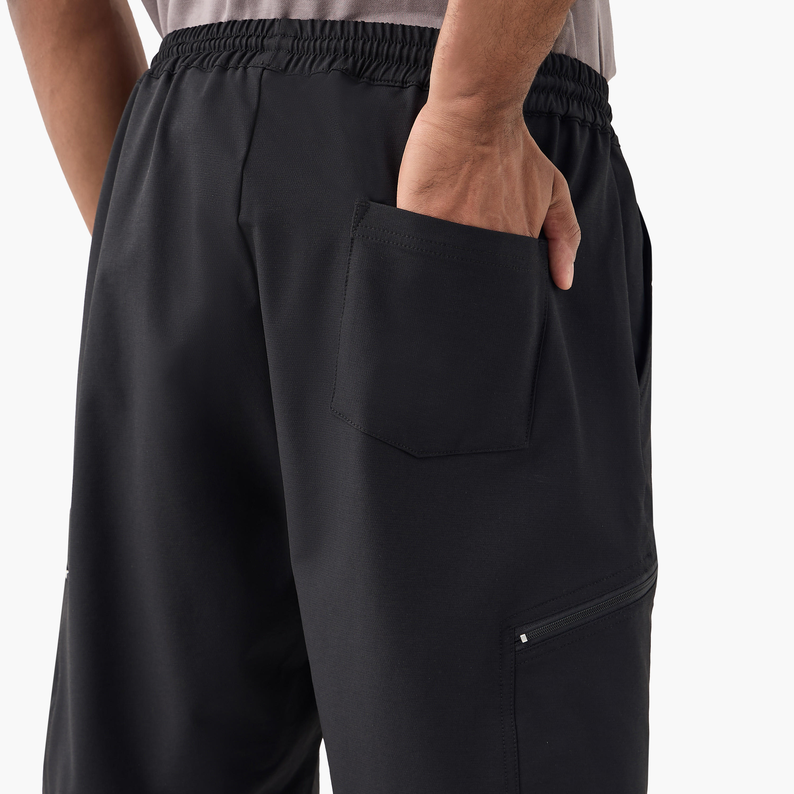 Panelled Flexi Waist Shorts with Pockets-men-clothing-bottoms-shorts-image-4