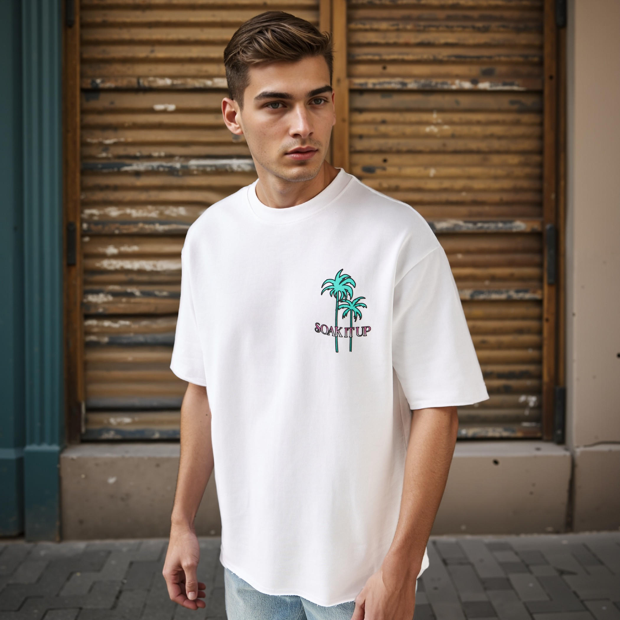 Graphic Print Boxy T-shirt with Crew Neck-men-clothing-tshirtsandpolos-tshirts-image-3