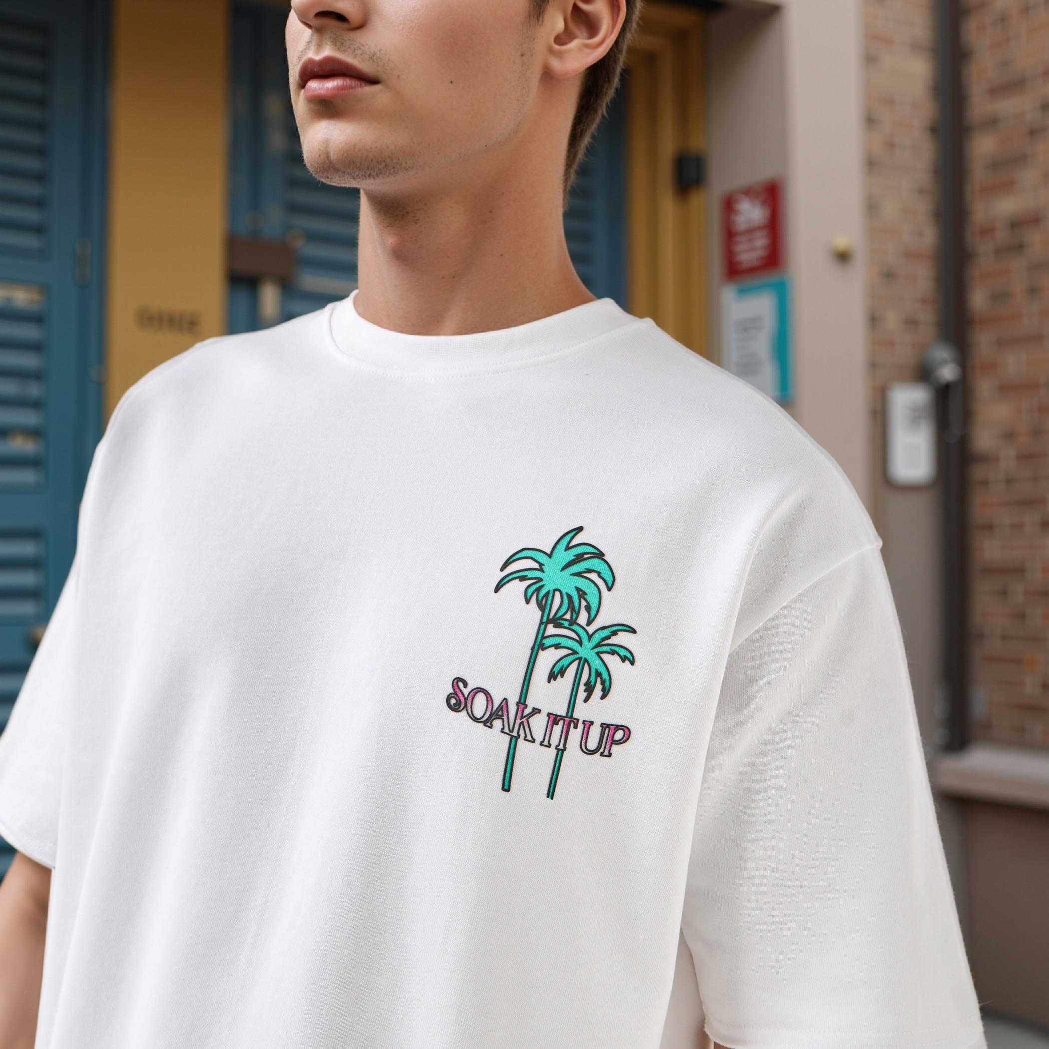 Graphic Print Boxy T-shirt with Crew Neck-men-clothing-tshirtsandpolos-tshirts-image-4