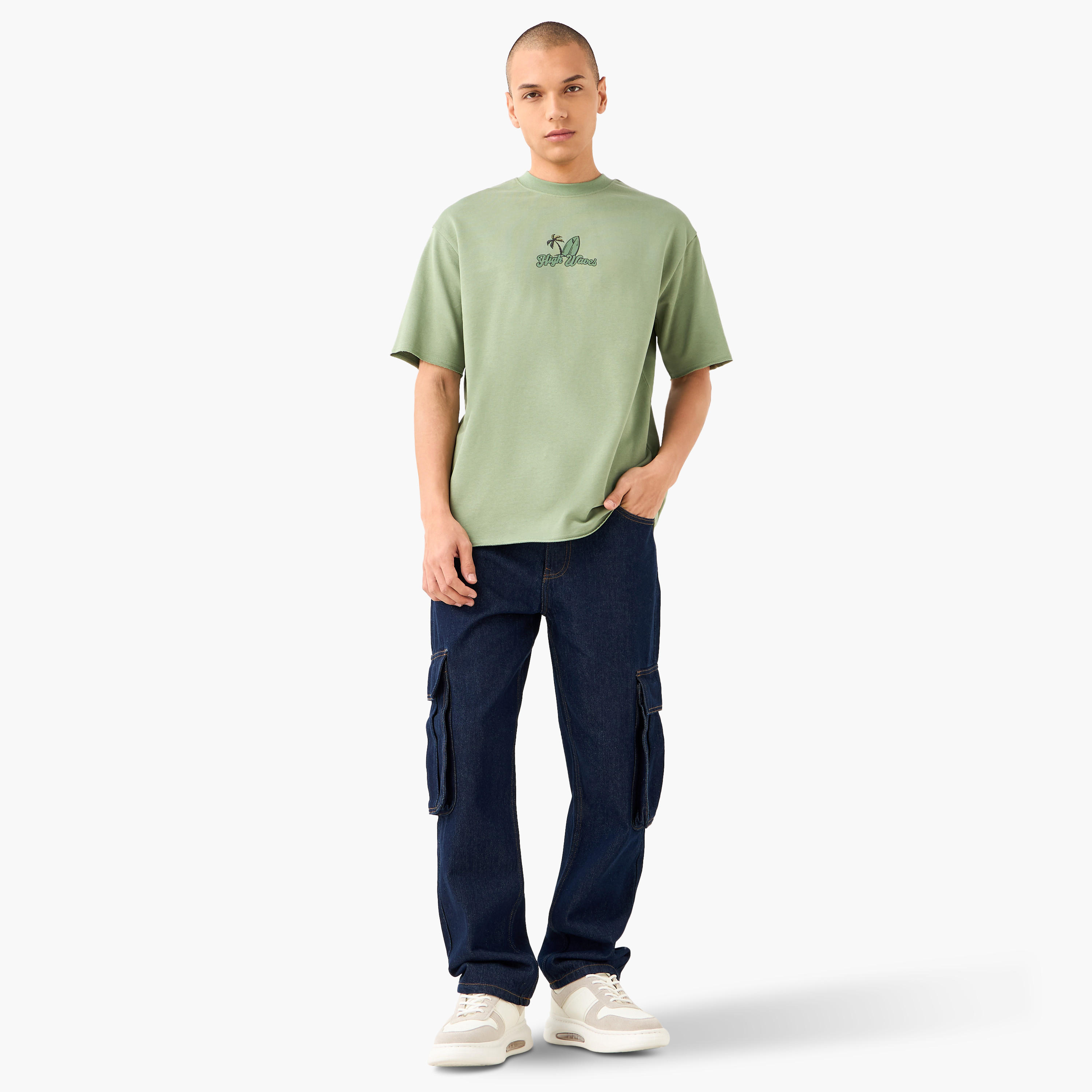 Graphic Print Boxy T-shirt with Crew Neck-men-clothing-tshirtsandpolos-tshirts-image-2