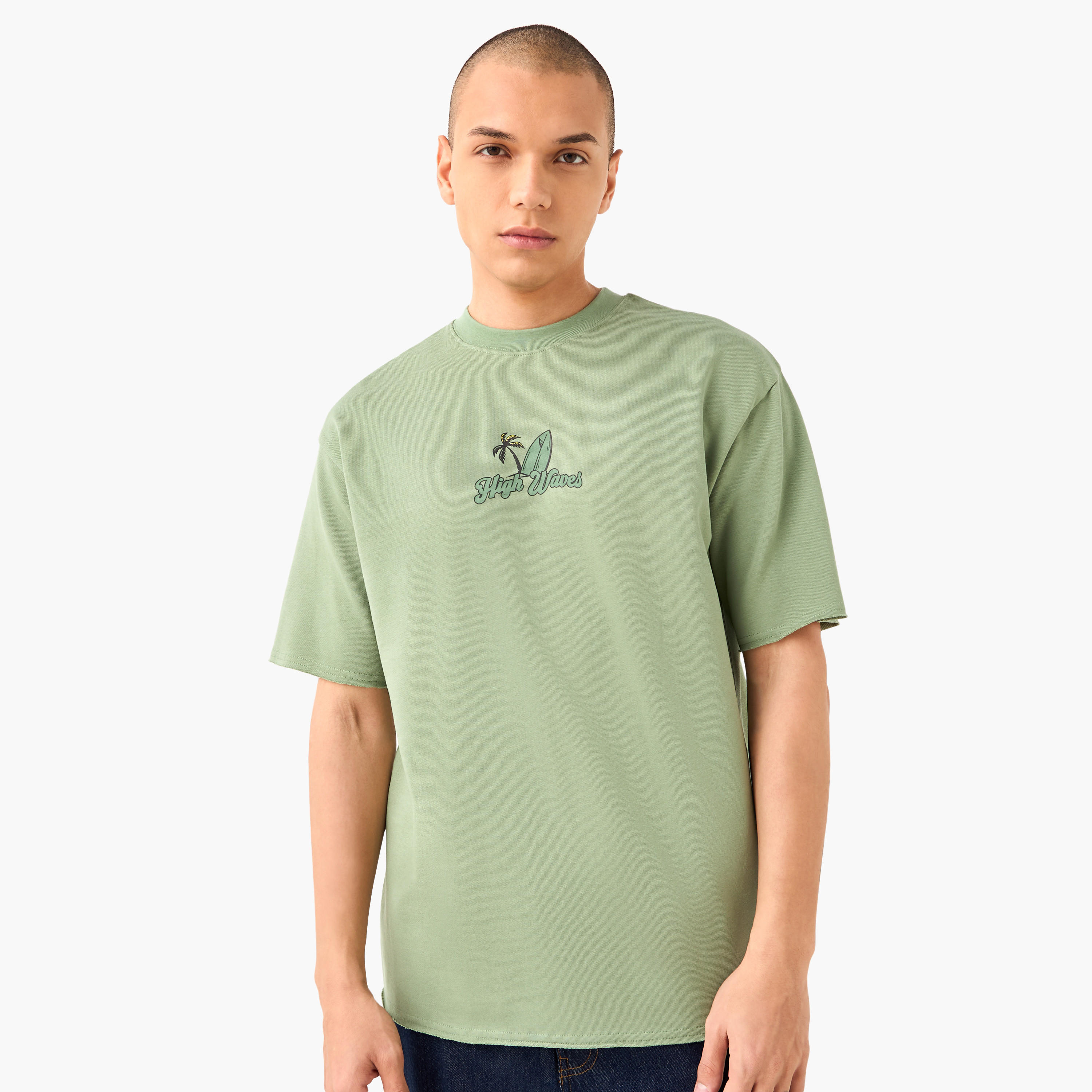 Graphic Print Boxy T-shirt with Crew Neck-men-clothing-tshirtsandpolos-tshirts-image-3
