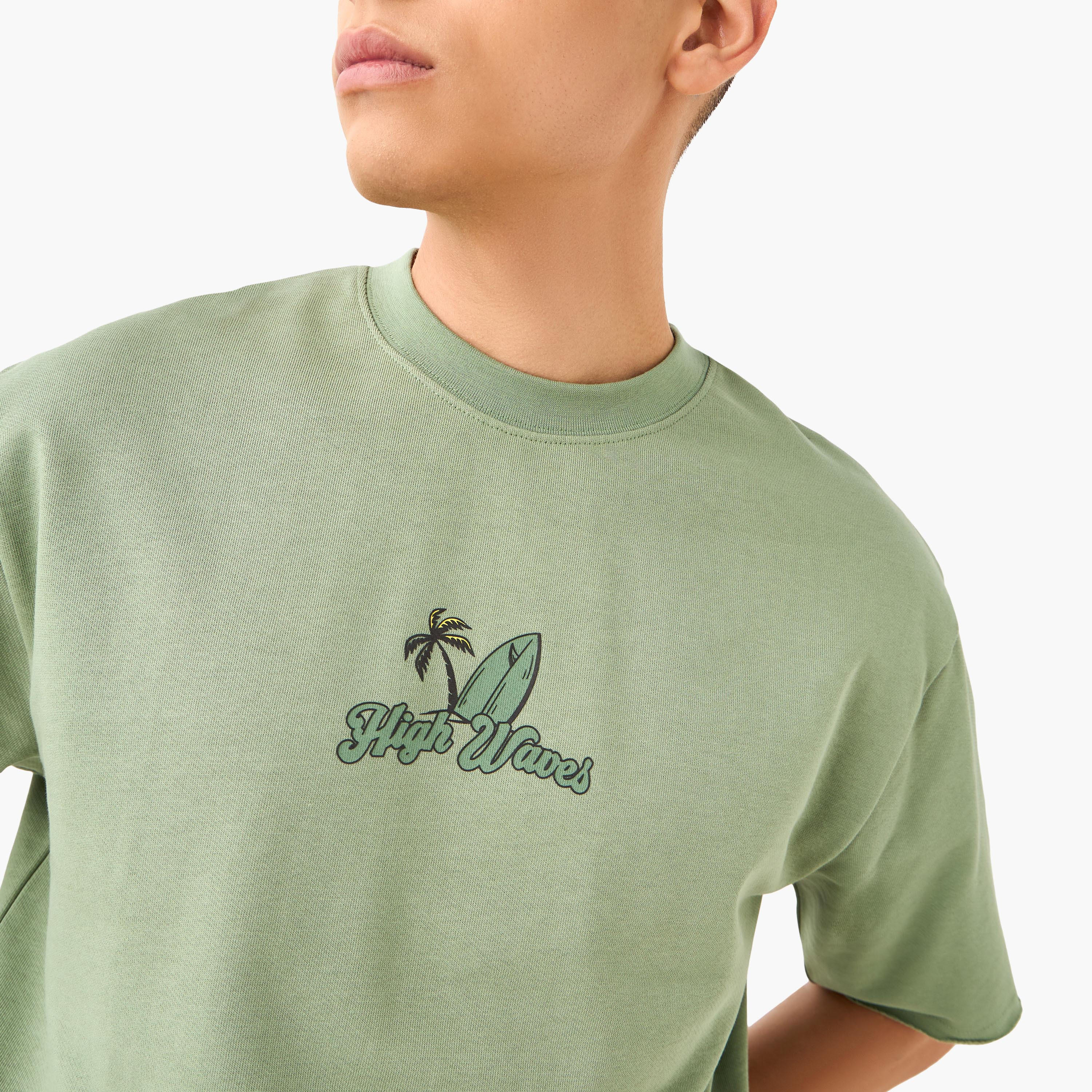 Graphic Print Boxy T-shirt with Crew Neck-men-clothing-tshirtsandpolos-tshirts-image-4