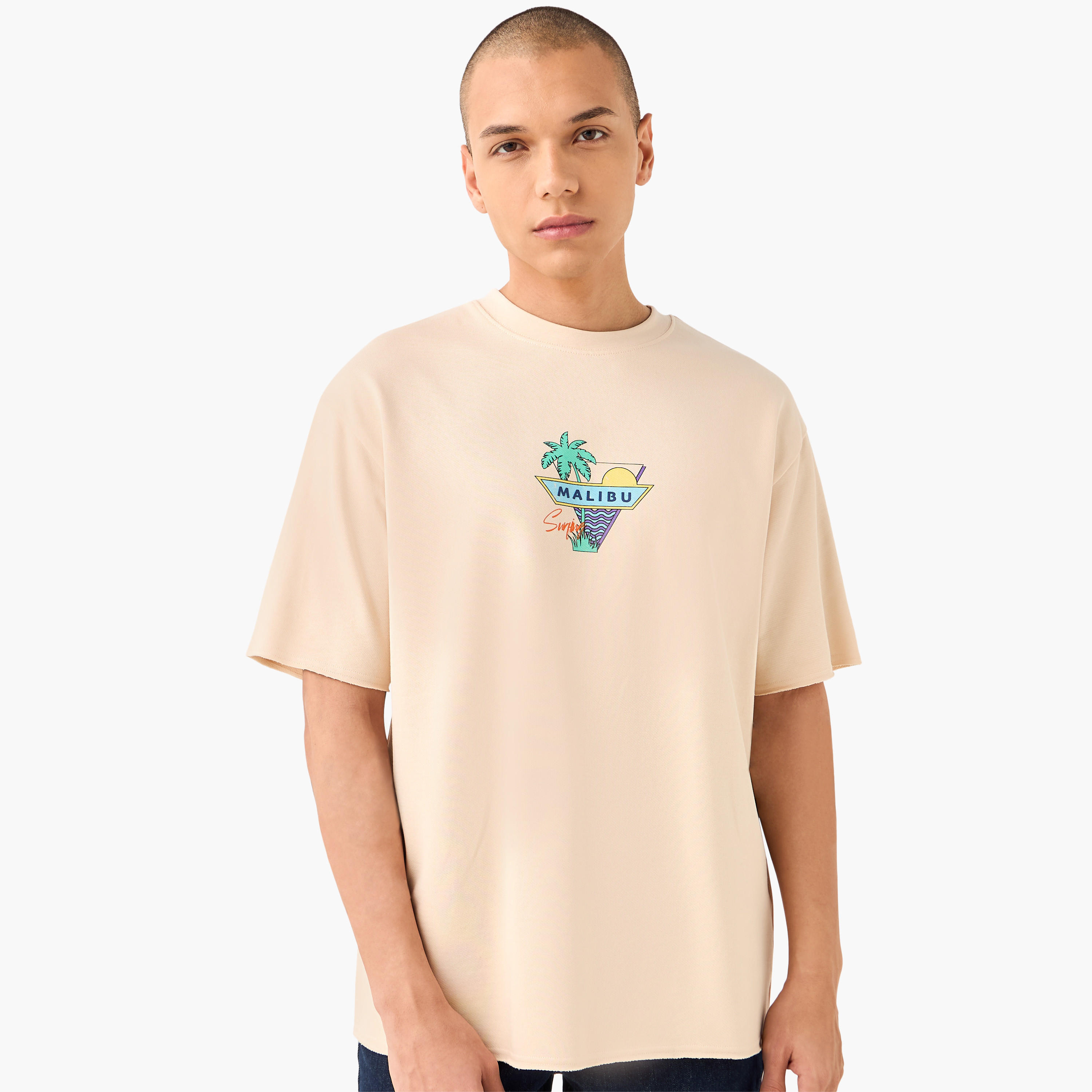 Graphic Print Boxy T-shirt with Crew Neck-men-clothing-tshirtsandpolos-tshirts-image-3