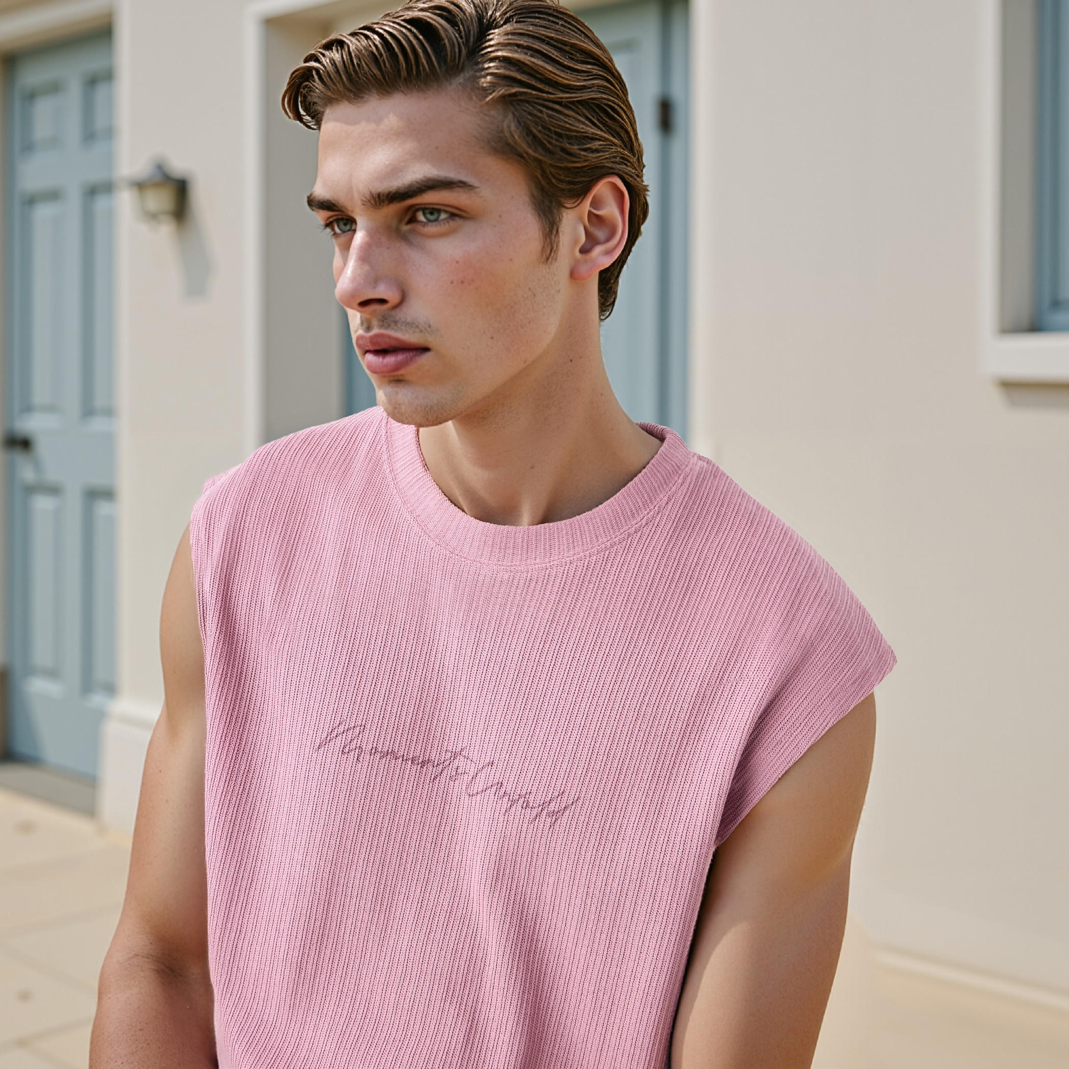 Textured Sleeveless T-shirt with Crew Neck-men-clothing-tshirtsandpolos-tshirts-image-14