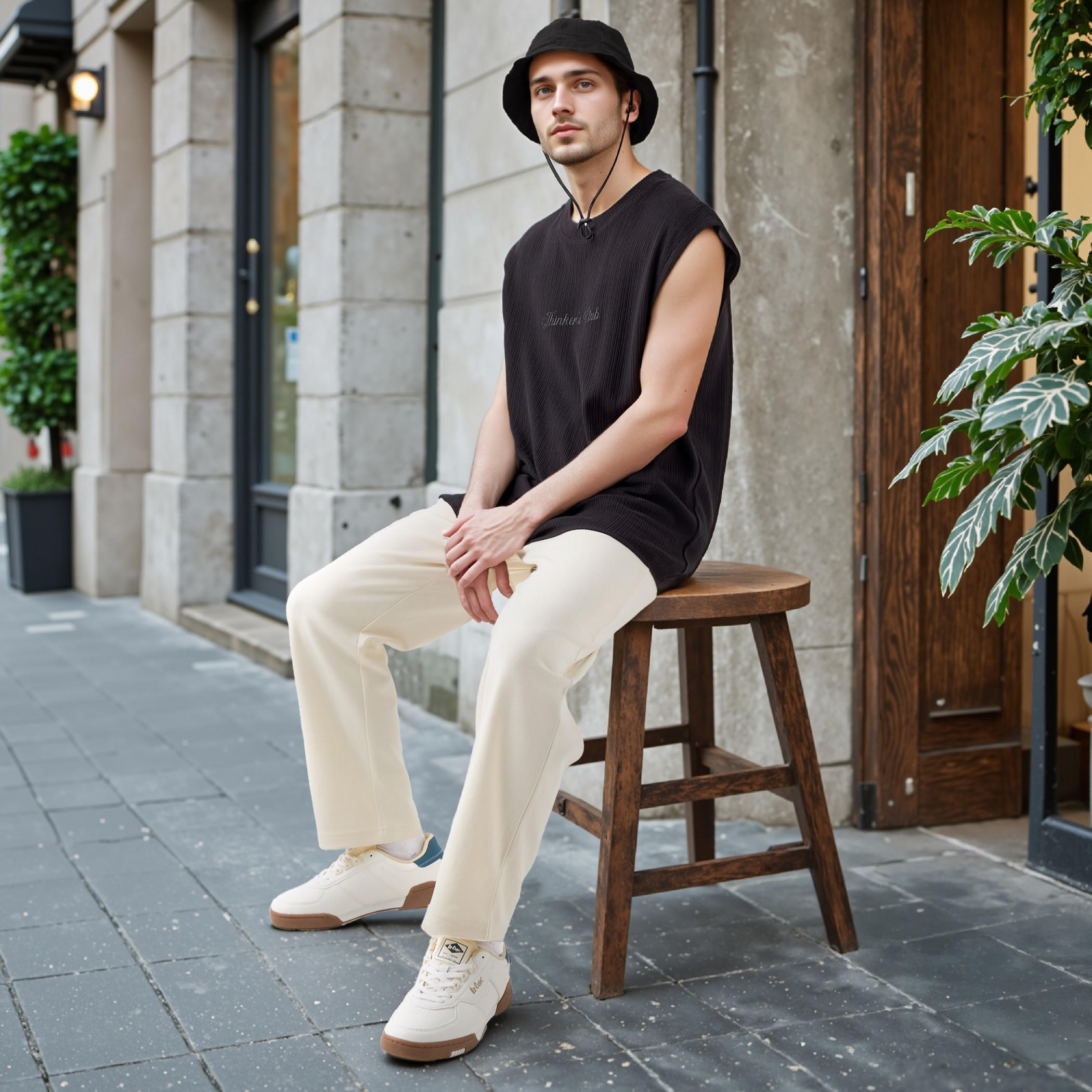 Textured Sleeveless T-shirt with Crew Neck-men-clothing-tshirtsandpolos-tshirts-image-7