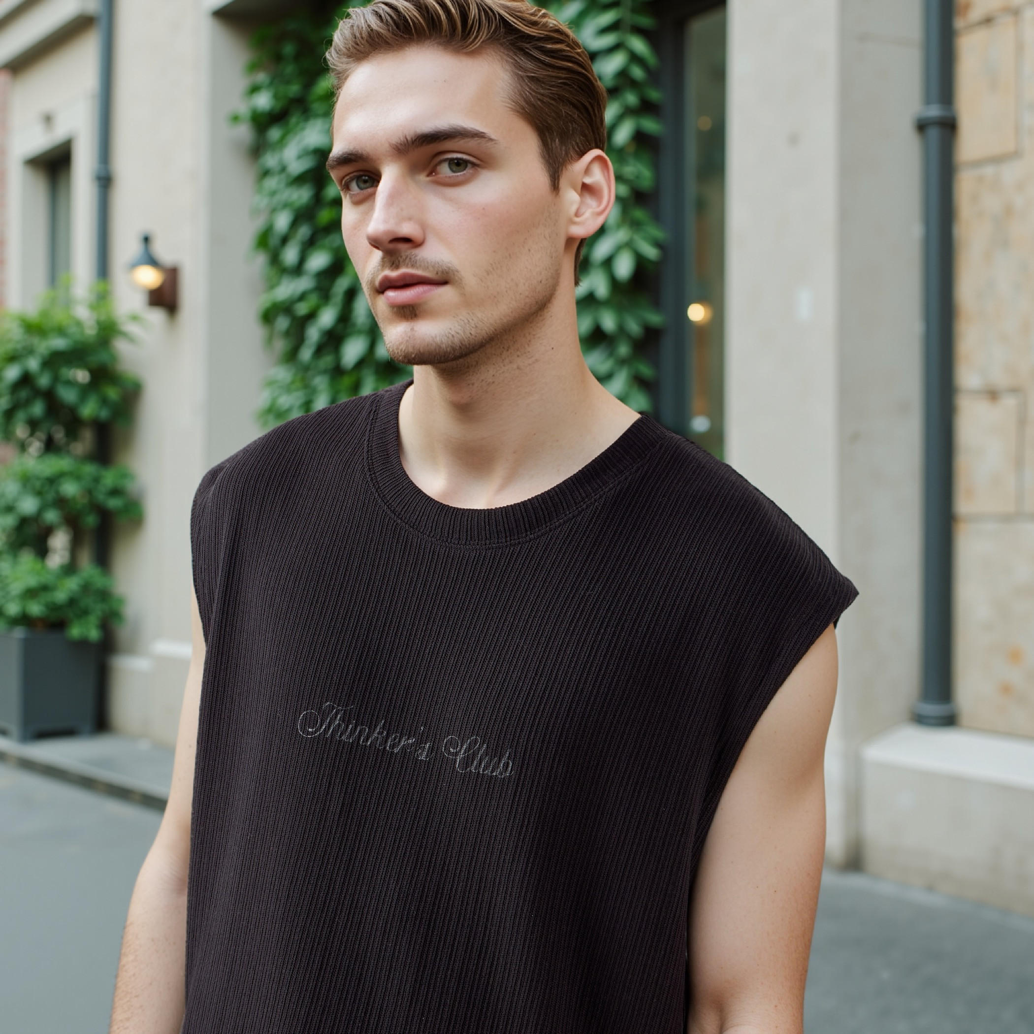 Textured Sleeveless T-shirt with Crew Neck-men-clothing-tshirtsandpolos-tshirts-image-9