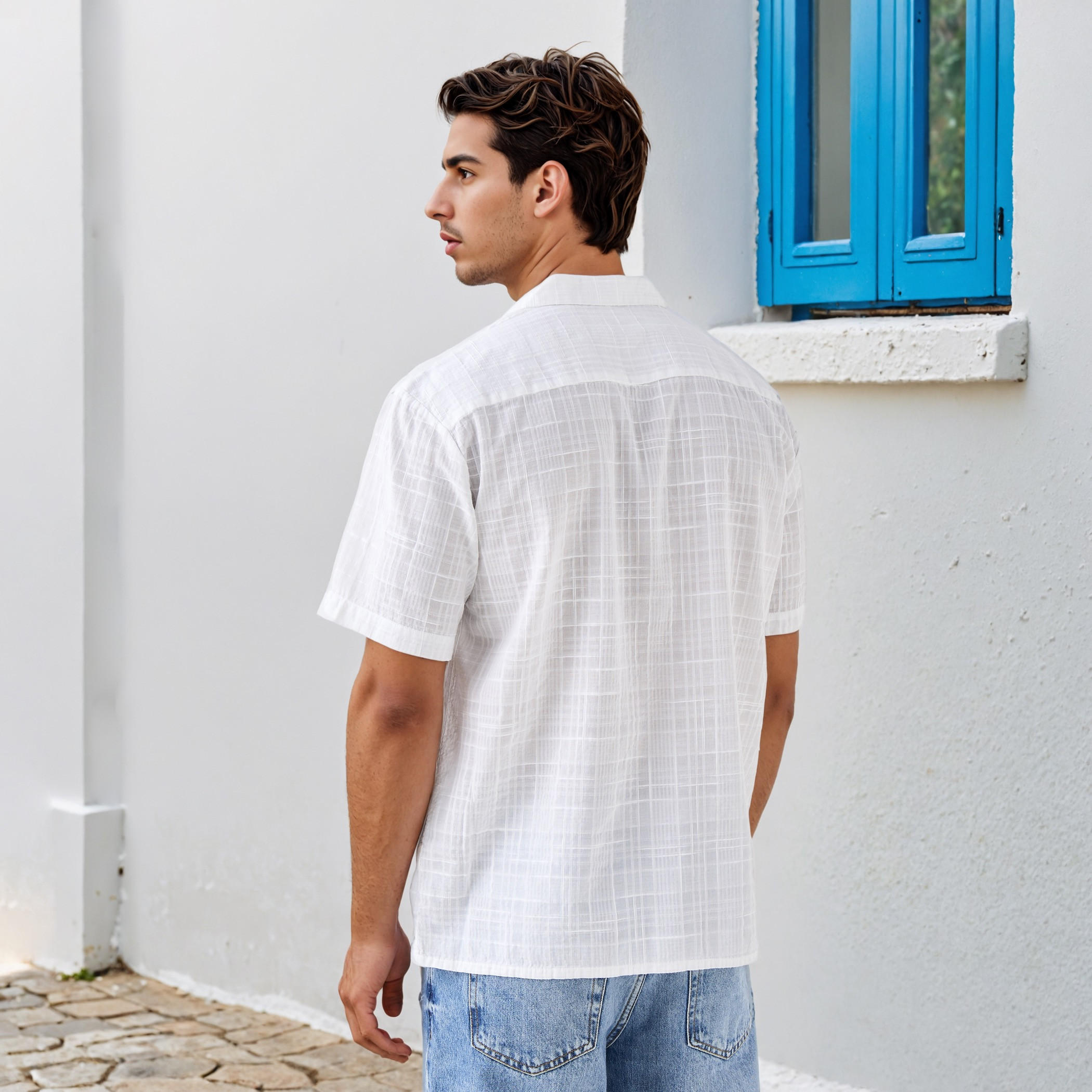 تيشيرت بارز الملمس بياقة عادية-men-clothing-shirts-image-3