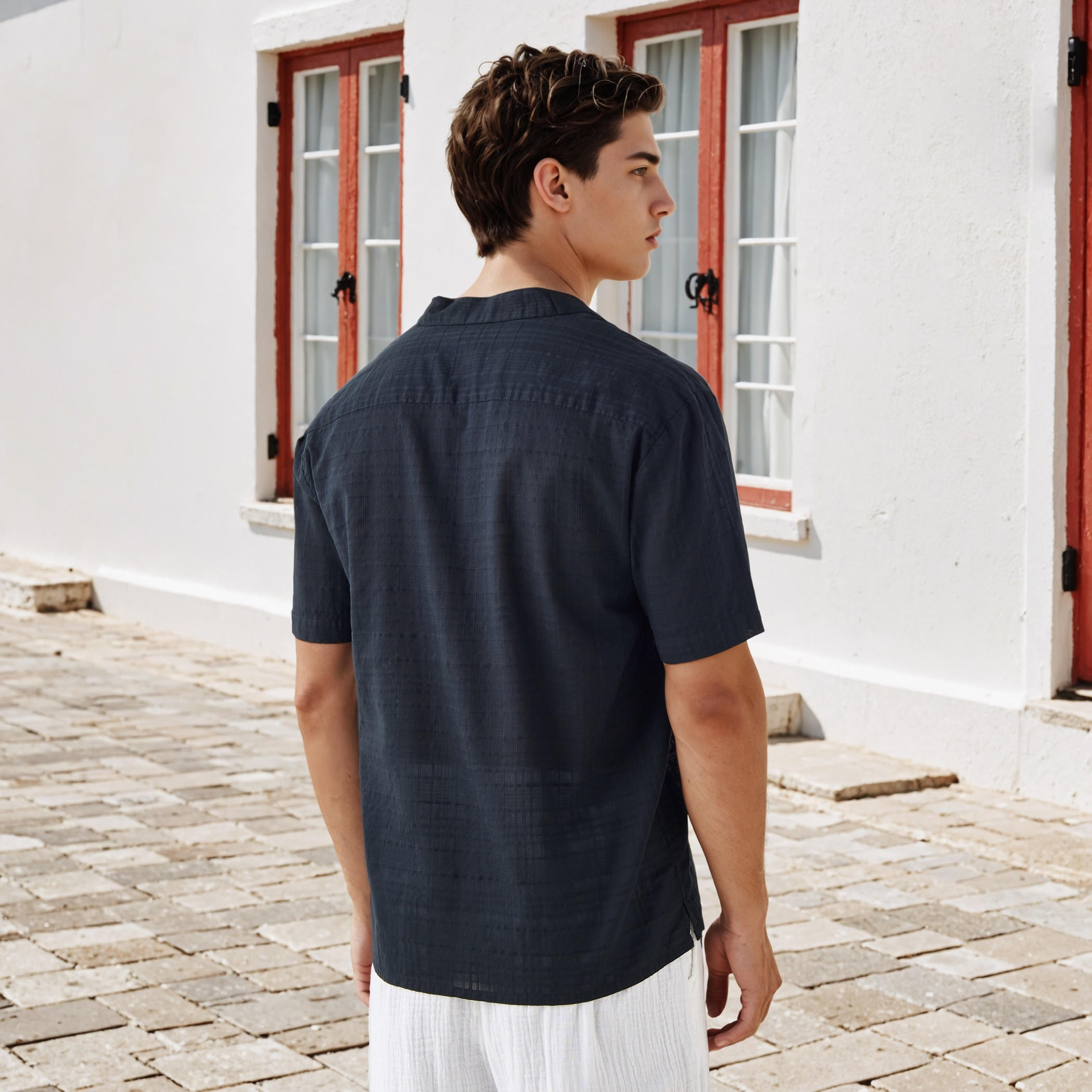 تيشيرت بارز الملمس بياقة عادية-men-clothing-shirts-image-3