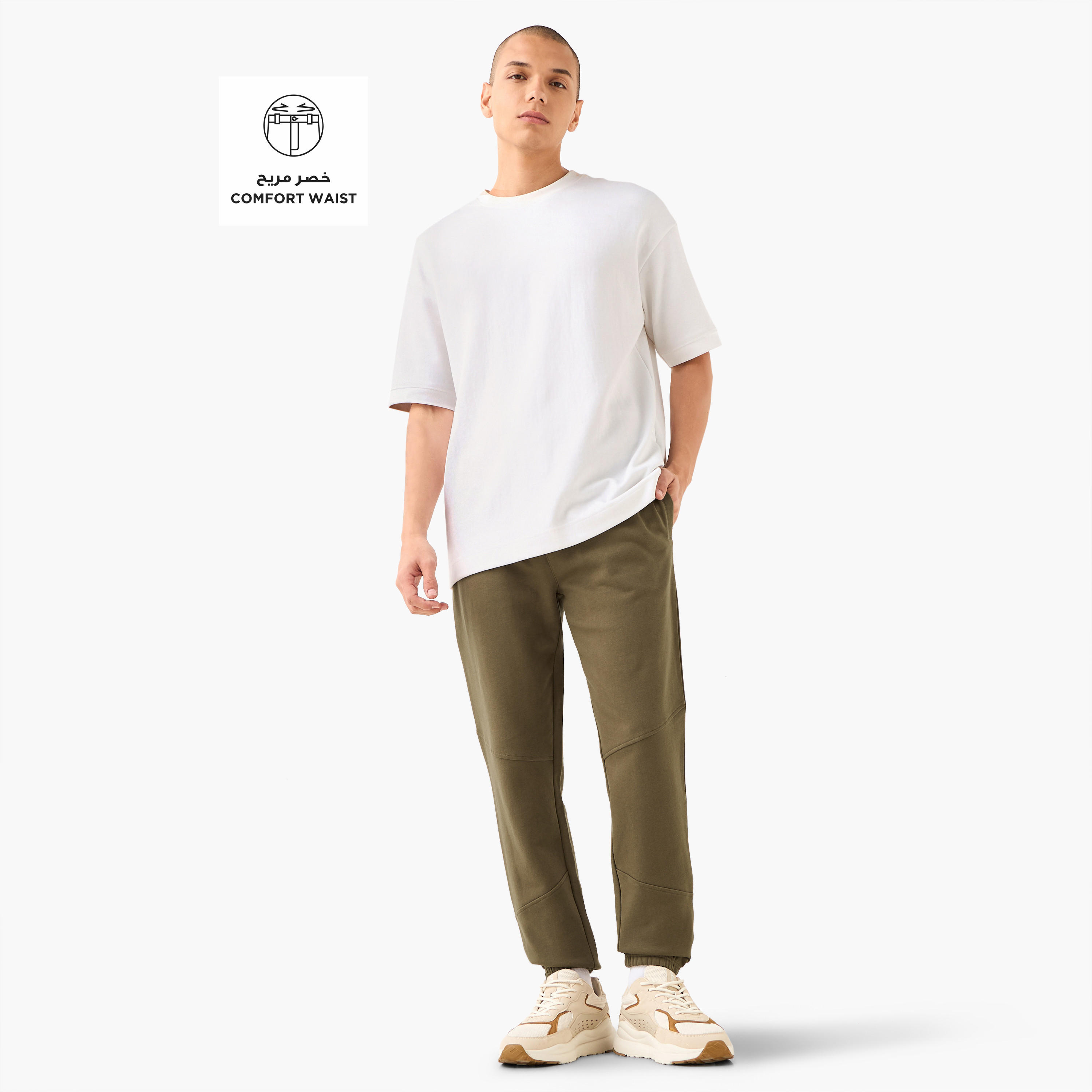 Panelled Flexi Waist Joggers with Pockets-men-clothing-bottoms-joggers-image-2