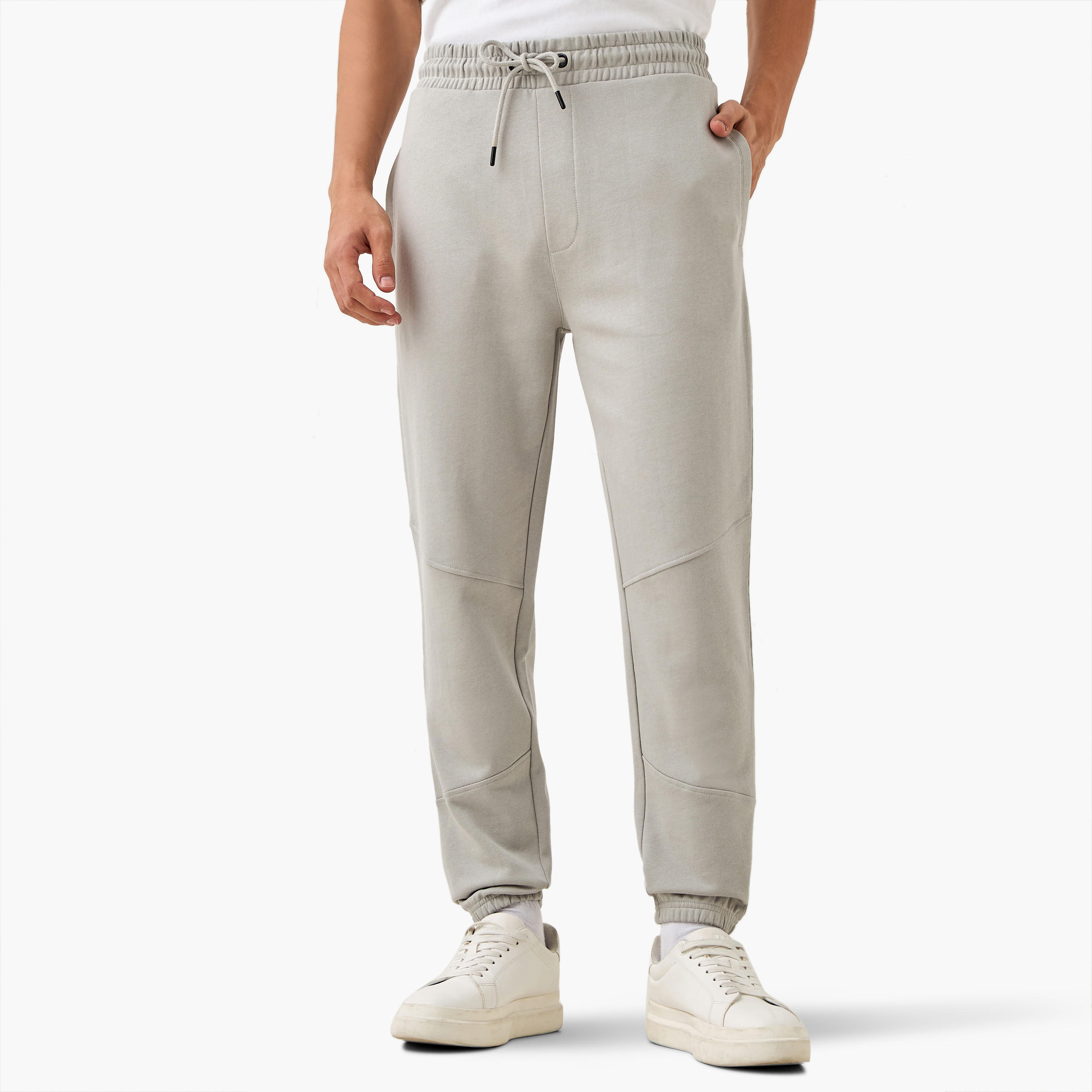Panelled Flexi Waist Joggers with Pockets-men-clothing-bottoms-joggers-image-1