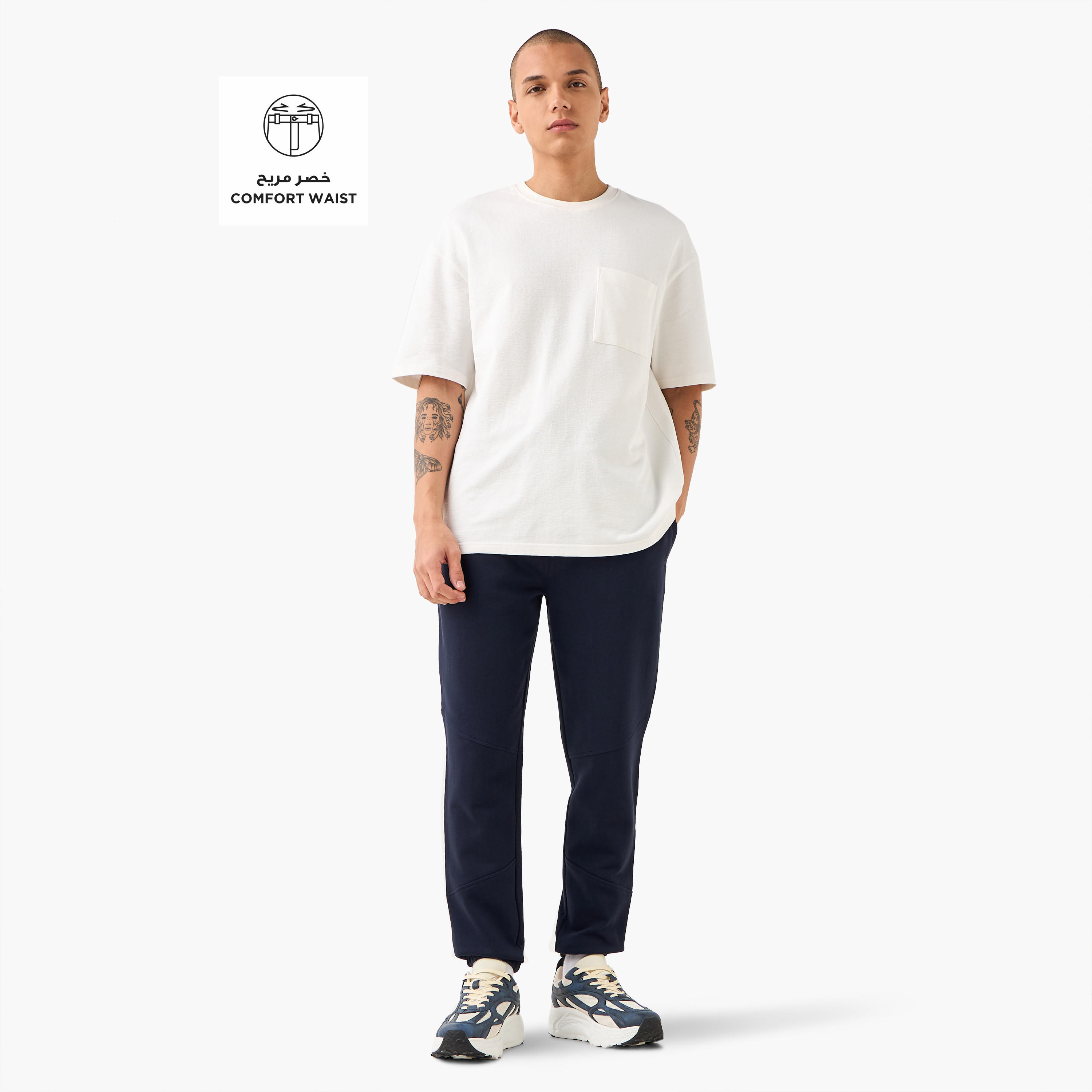 Panelled Flexi Waist Joggers with Pockets-men-clothing-bottoms-joggers-image-2