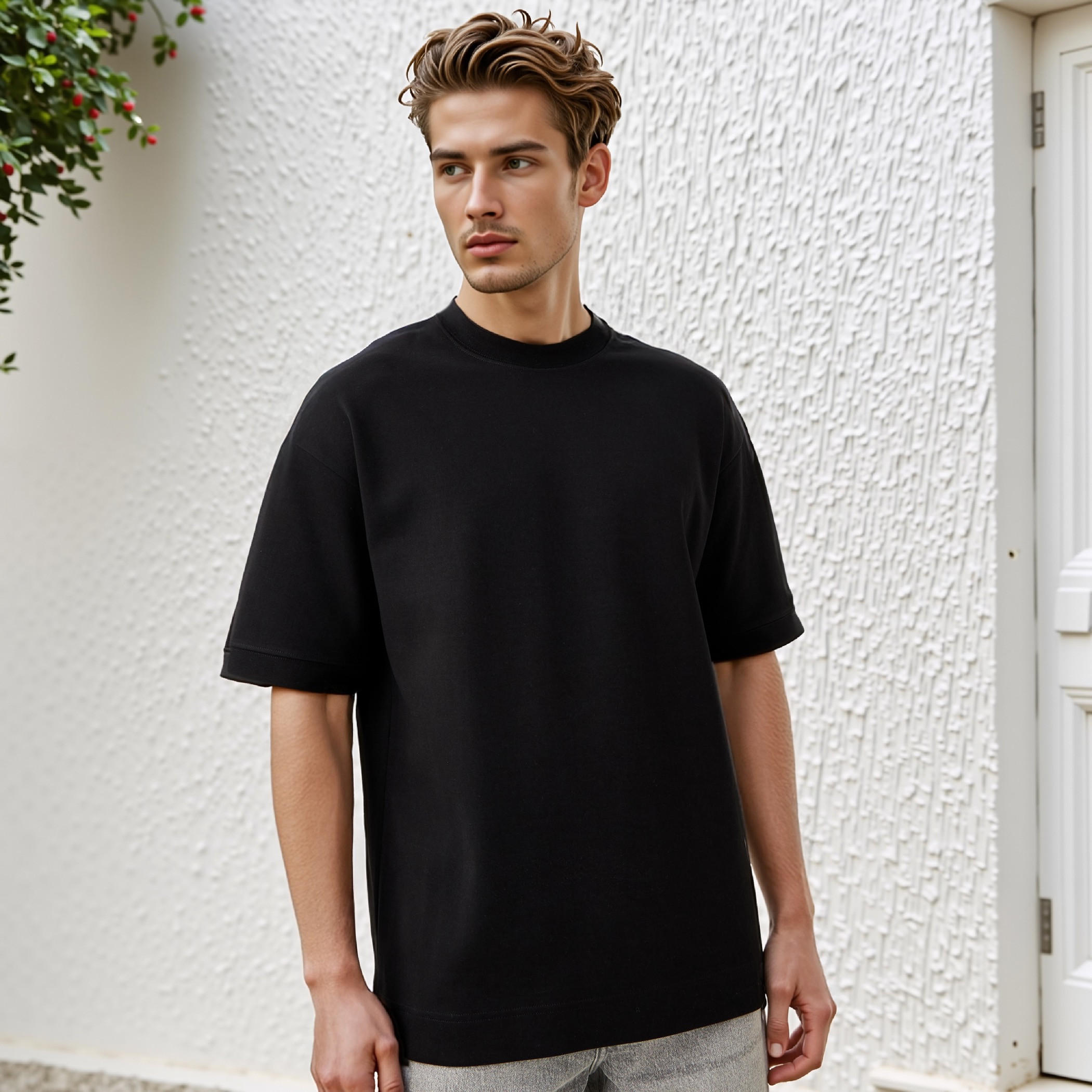 تيشيرت بقصّة عادية وياقة ضيقة وأكمام قصيرة وطبعات-men-clothing-tshirtsandpolos-tshirts-image-1