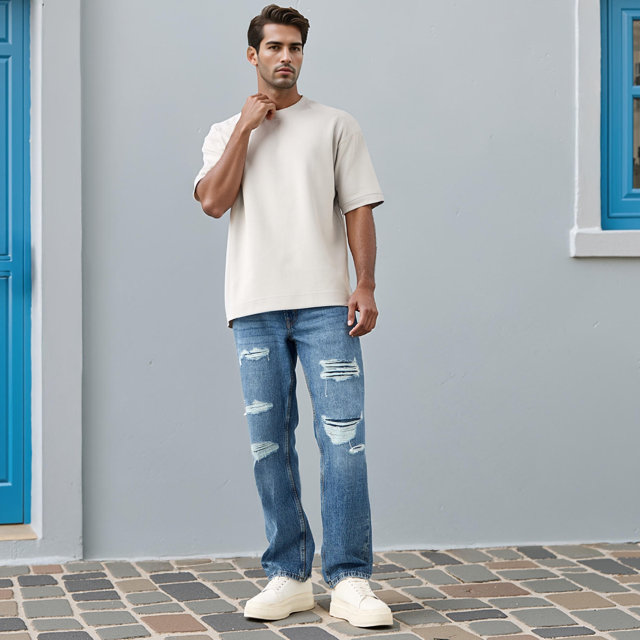 Regular Fit Crew Neck T-shirt with Short Sleeves-men-clothing-tshirtsandpolos-tshirts-image-2