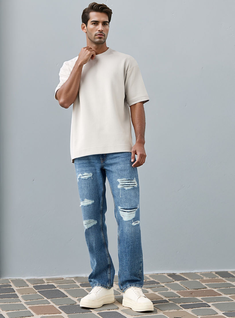 Regular Fit Crew Neck T-shirt with Short Sleeves-men-clothing-tshirtsandpolos-tshirts-image-2
