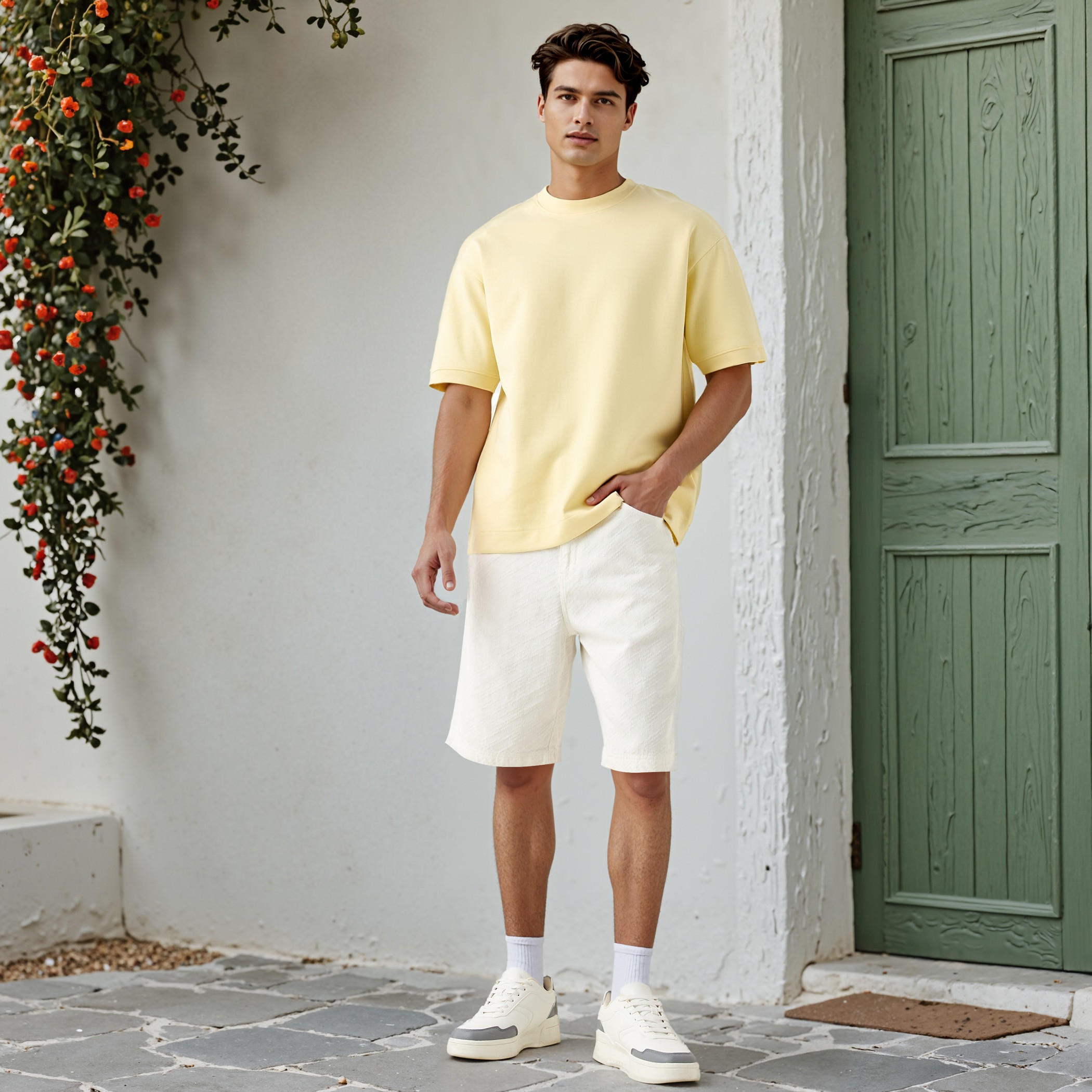 تيشيرت بقصّة عادية وياقة ضيقة وأكمام قصيرة وطبعات-men-clothing-tshirtsandpolos-tshirts-image-2