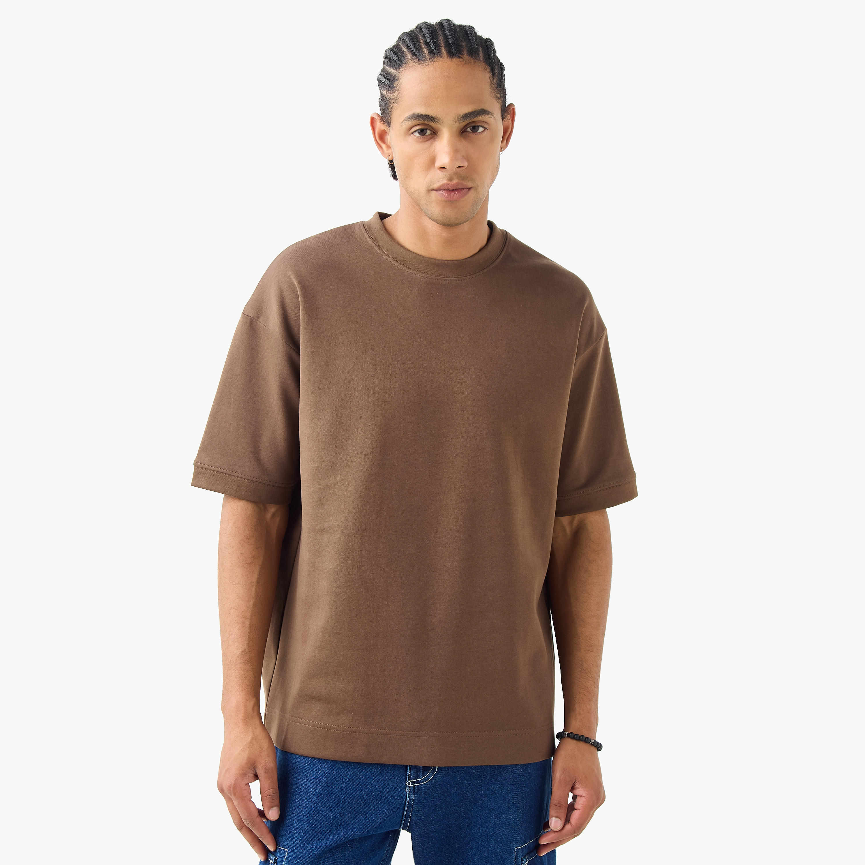 Regular Fit Crew Neck T-shirt with Short Sleeves-men-clothing-tshirtsandpolos-tshirts-image-1