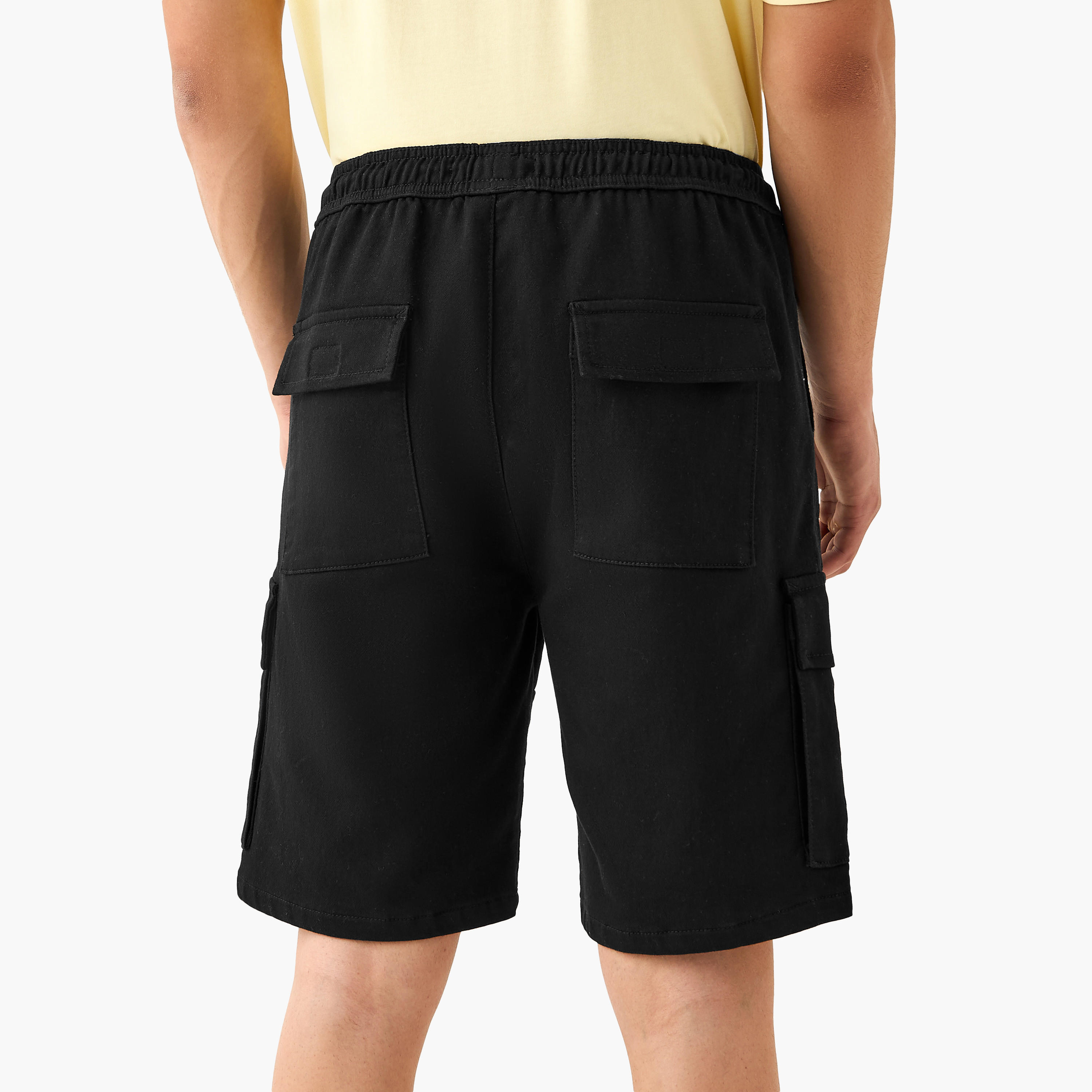 Regular Fit Flexi Waist Shorts with Pockets-men-clothing-bottoms-shorts-image-3