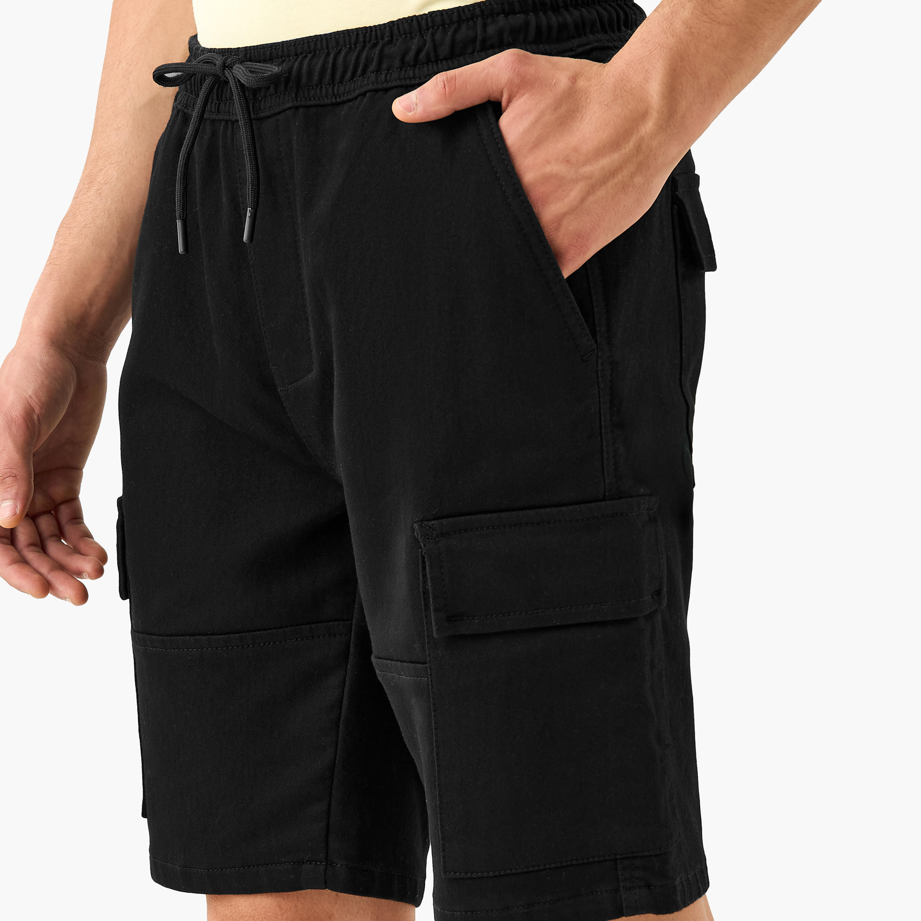 Regular Fit Flexi Waist Shorts with Pockets-men-clothing-bottoms-shorts-image-4