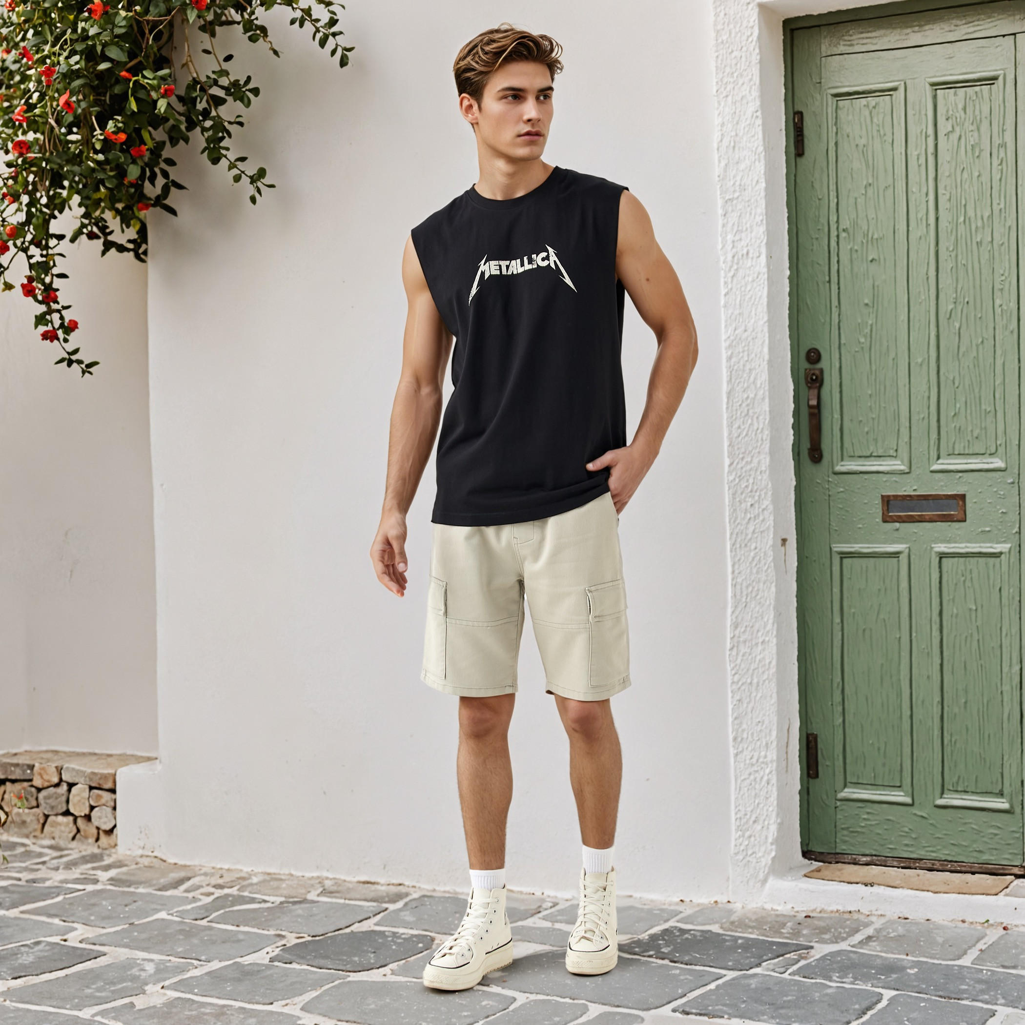 شورت بقصّة عادية وخصر مطاطي وجيوب-men-clothing-bottoms-shorts-image-4