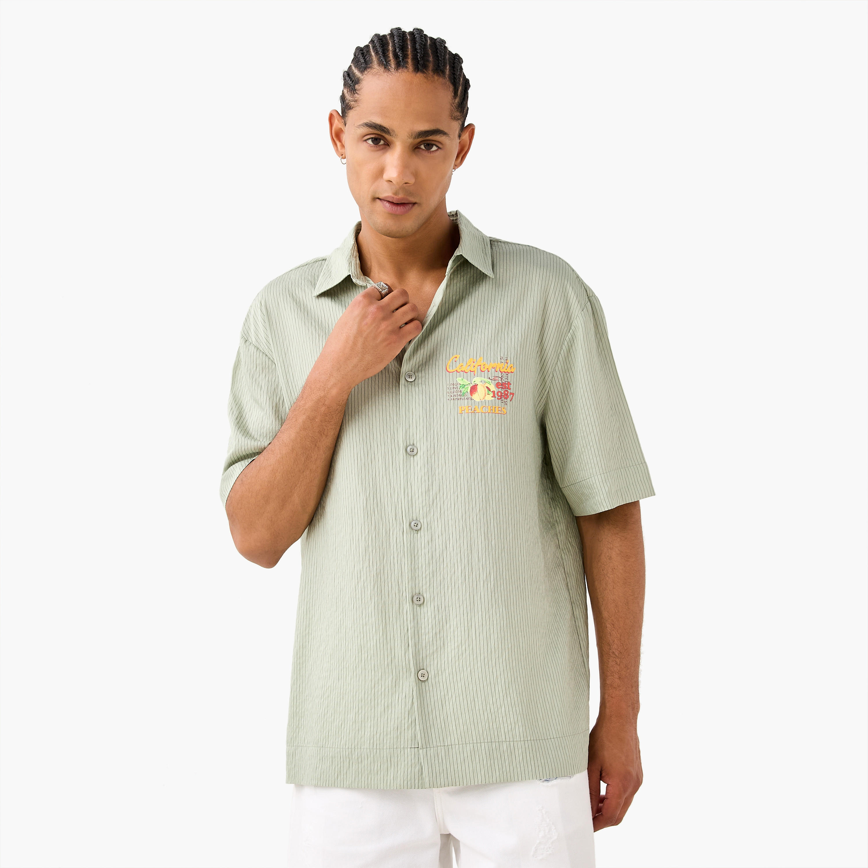 Striped Graphic Print Shirt-men-clothing-shirts-image-1