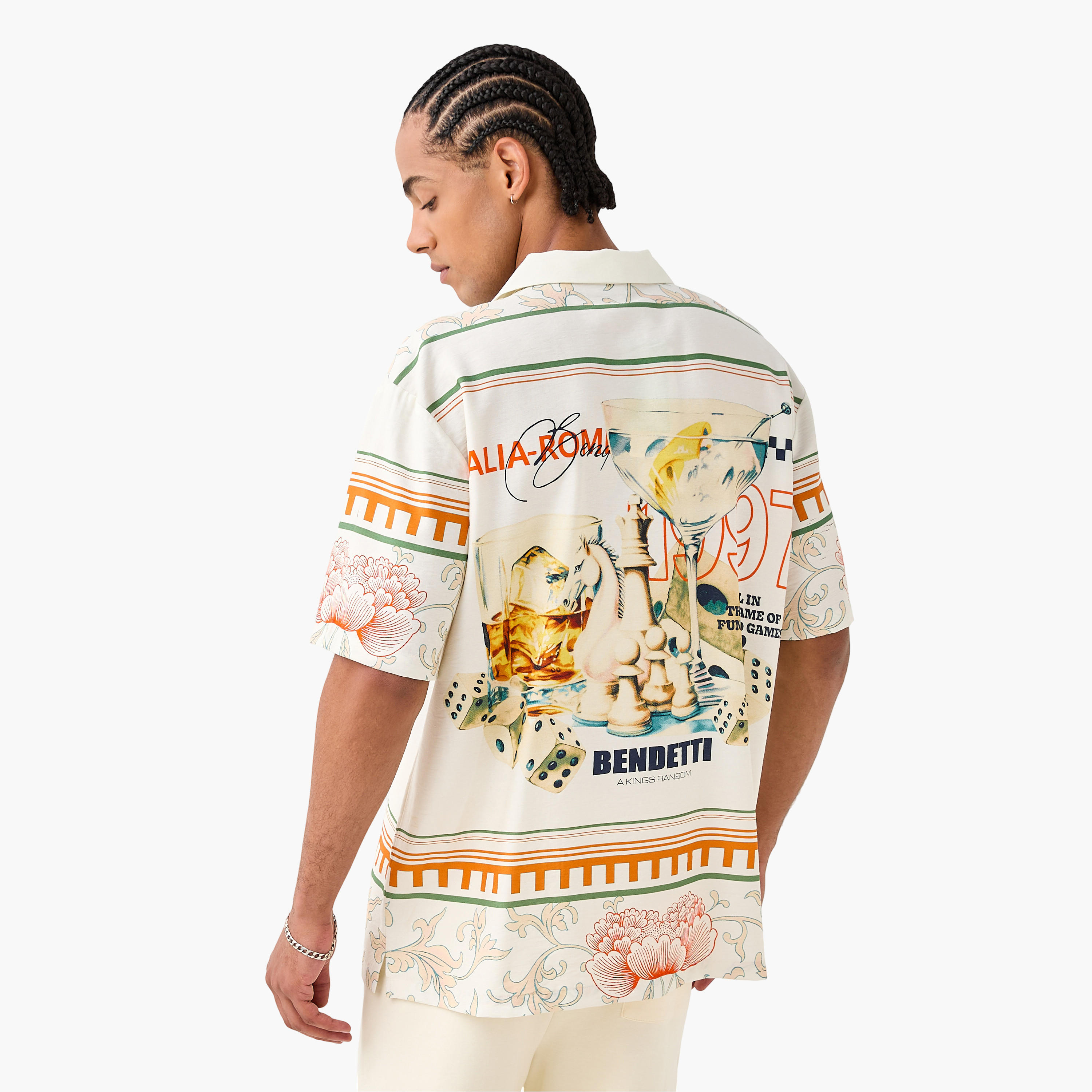 Relaxed Fit Graphic Print Shirt with Camp Collar and Short Sleeves-men-clothing-shirts-image-3