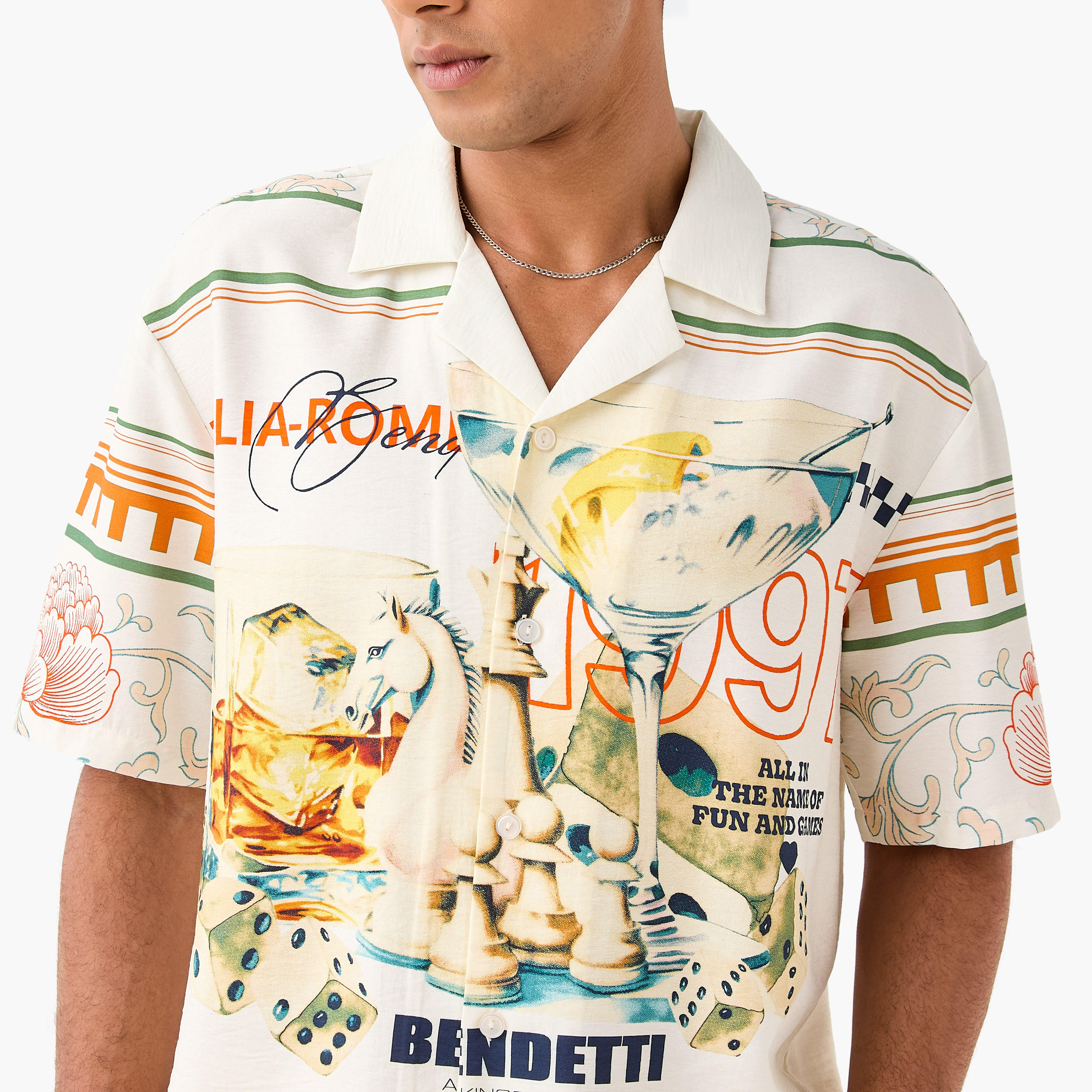 Relaxed Fit Graphic Print Shirt with Camp Collar and Short Sleeves-men-clothing-shirts-image-4