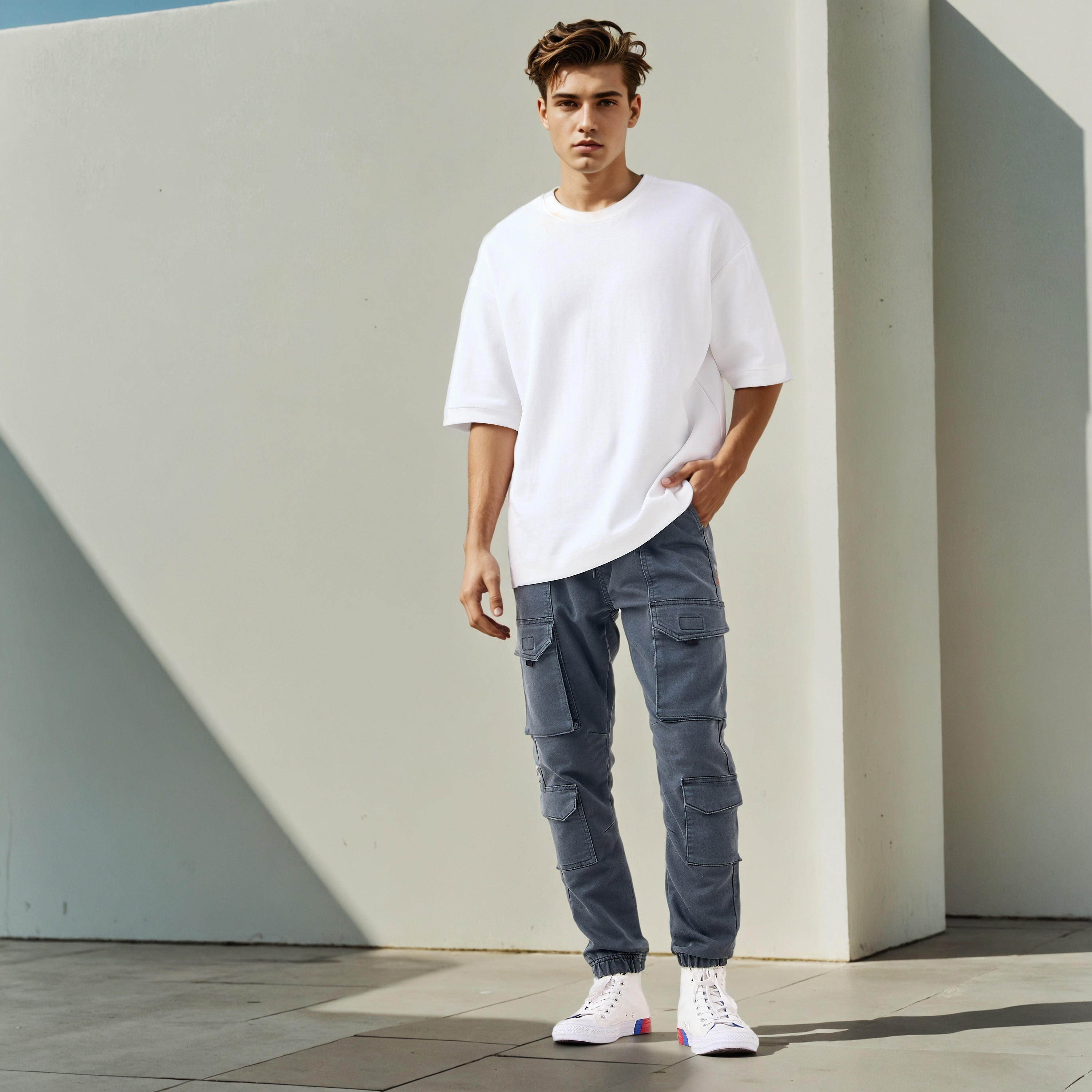Regular Fit Cargo Flexi Waist Trousers-men-clothing-bottoms-joggers-image-2