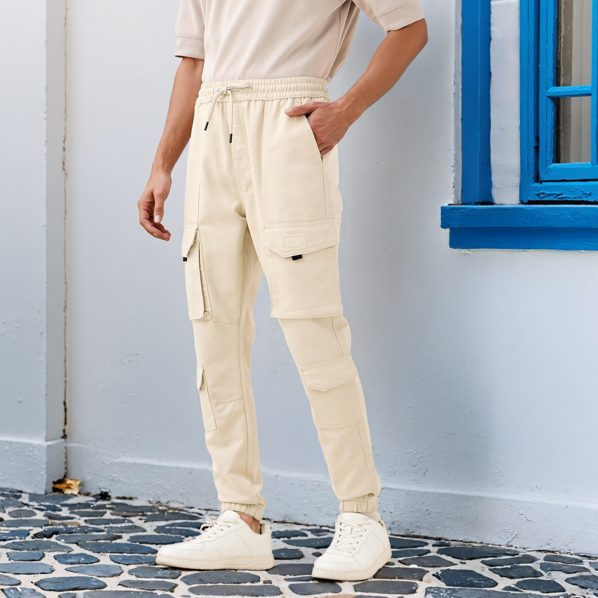 Regular Fit Cargo Flexi Waist Trousers-men-clothing-bottoms-joggers-image-1