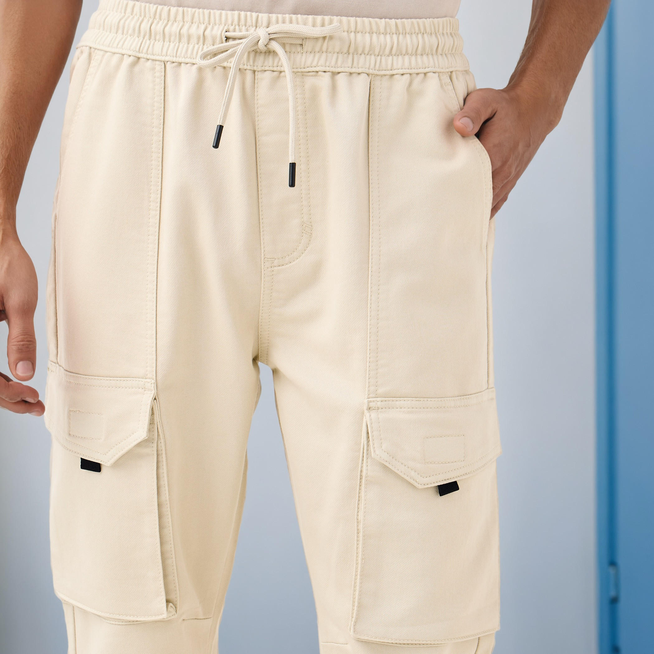 Regular Fit Cargo Flexi Waist Trousers-men-clothing-bottoms-joggers-image-5