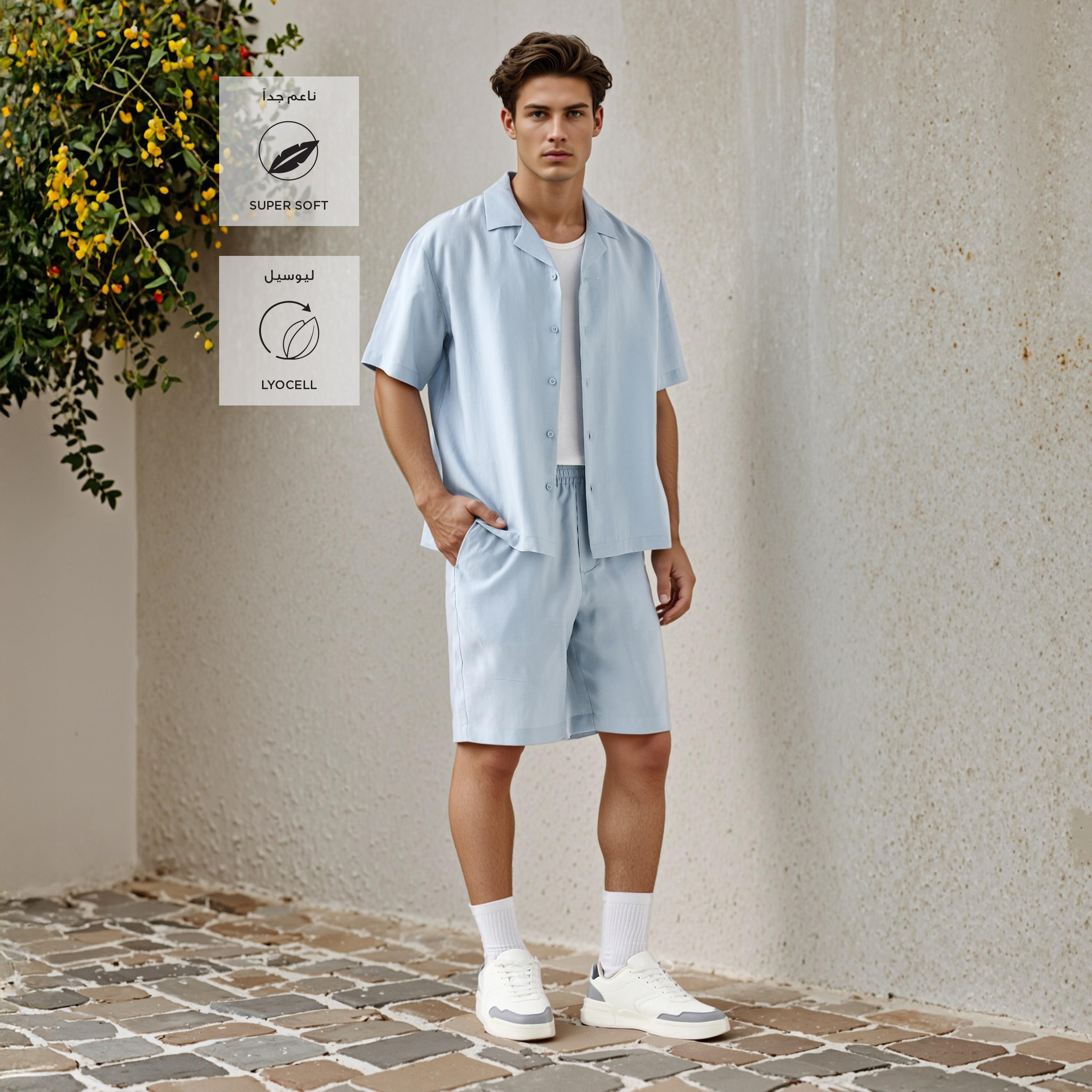 قميص بياقة كامب وقصة مريحة وأكمام قصيرة-men-clothing-shirts-image-2