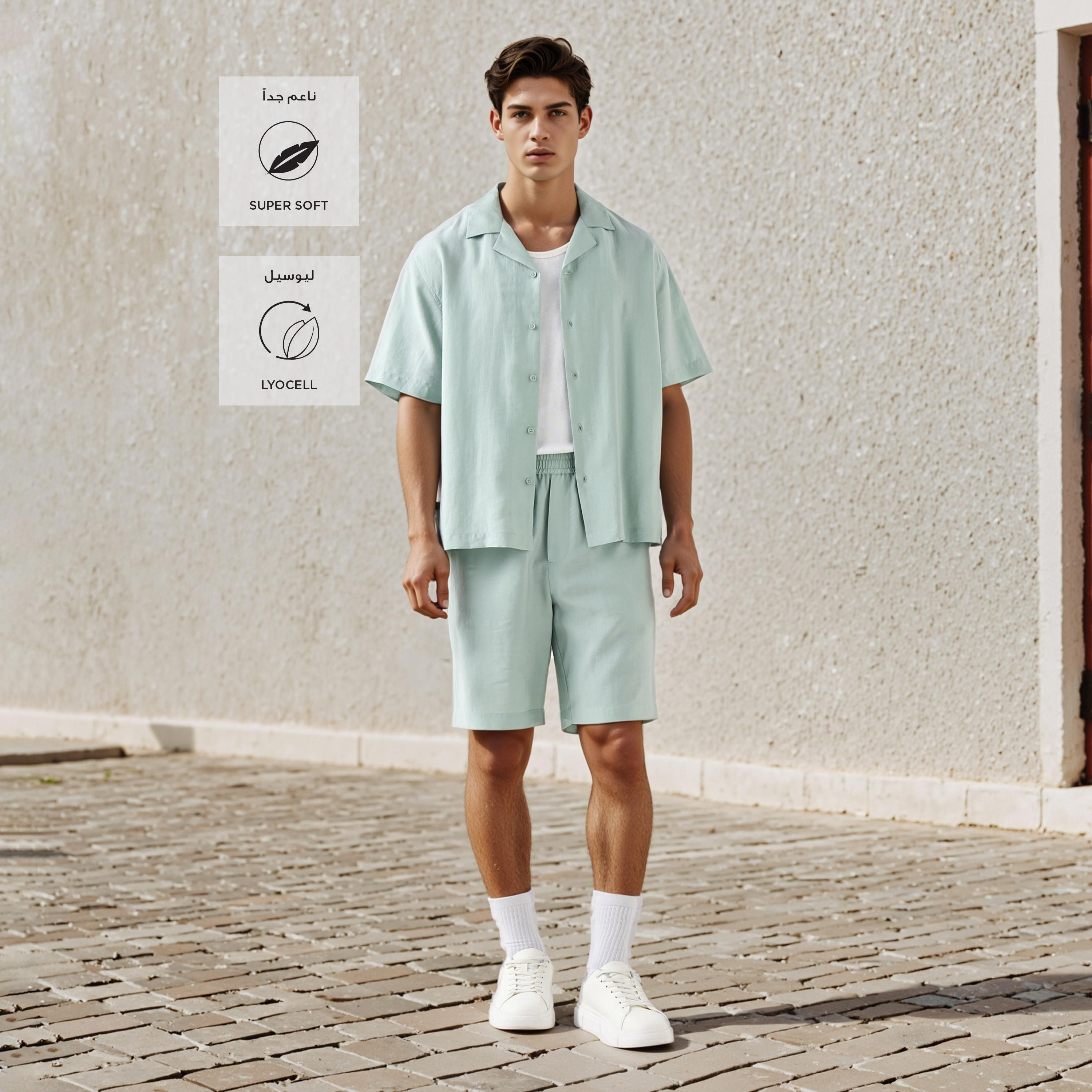 شورت بقصة عادية وخصر مرن بجيوب-men-clothing-bottoms-shorts-image-4