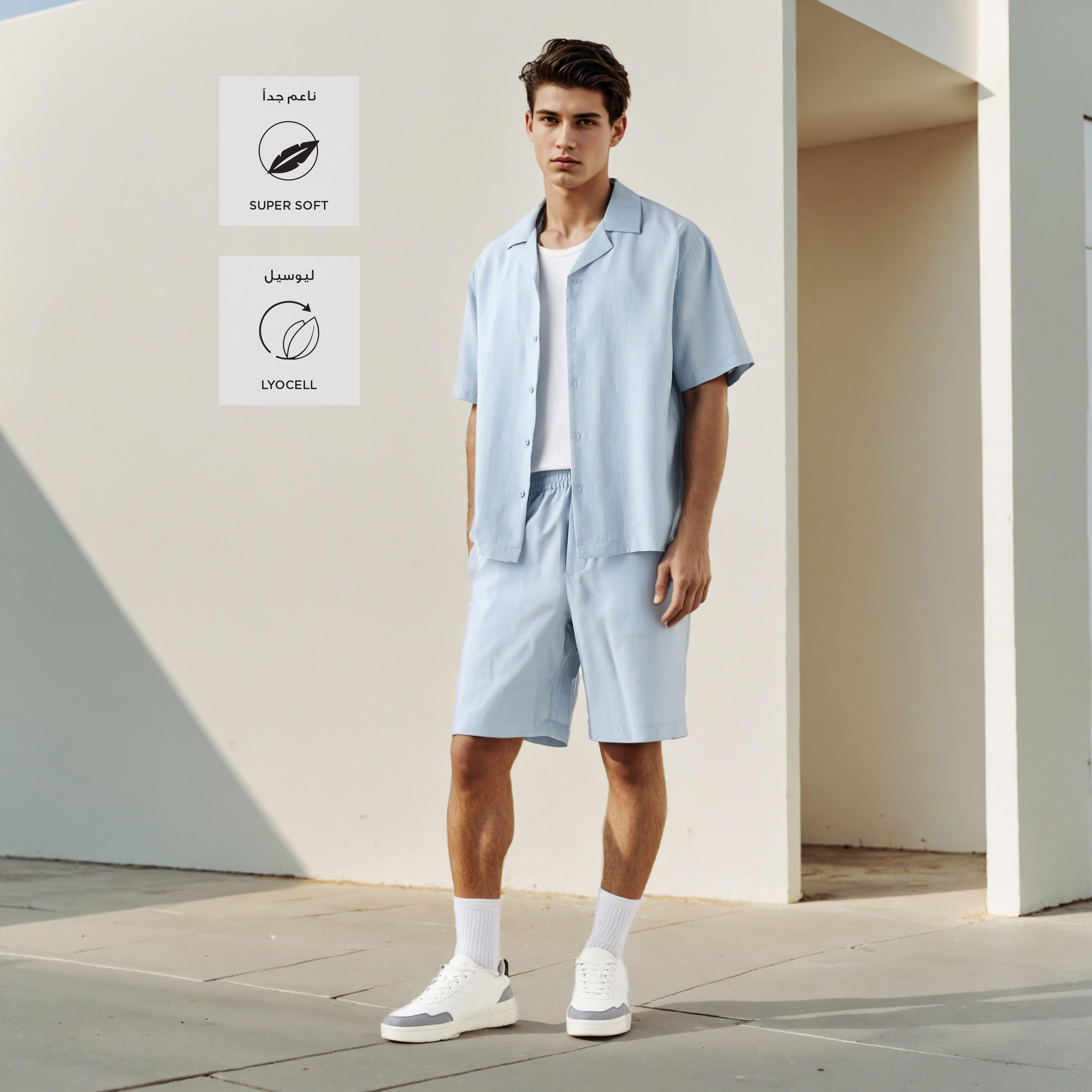 شورت بقصة عادية وخصر مرن بجيوب-men-clothing-bottoms-shorts-image-4