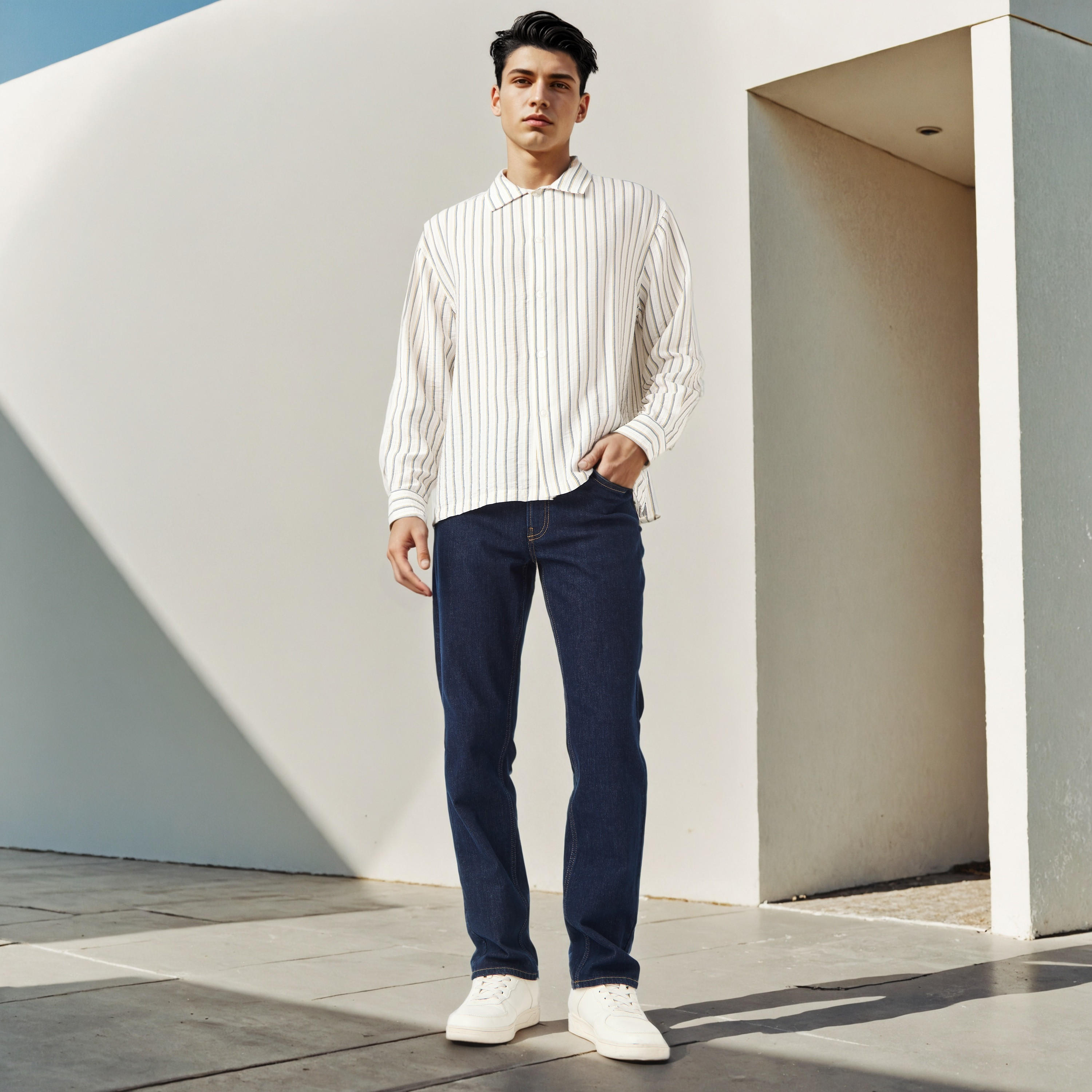 Relaxed Fit Striped Collared Shirt-men-clothing-shirts-image-2