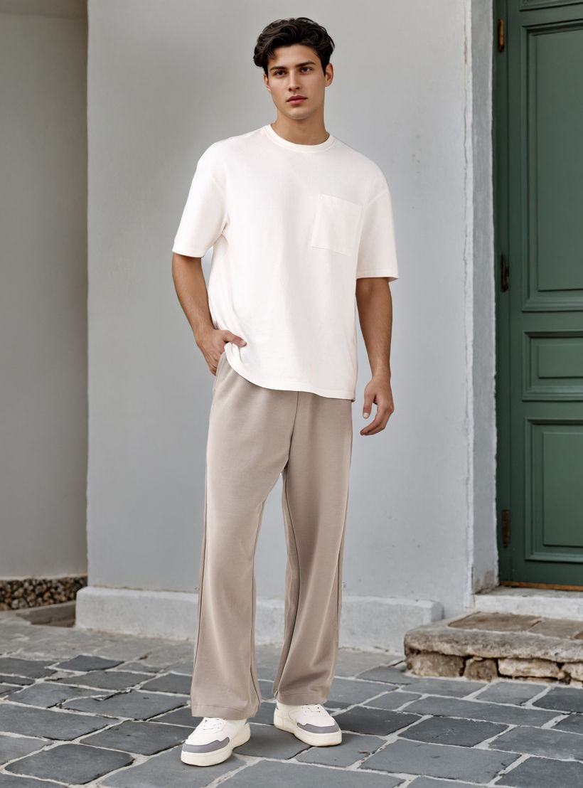 بنطلون رياضي محبوك مترابط بخصر مرن وجيوب-men-clothing-bottoms-joggers-image-2