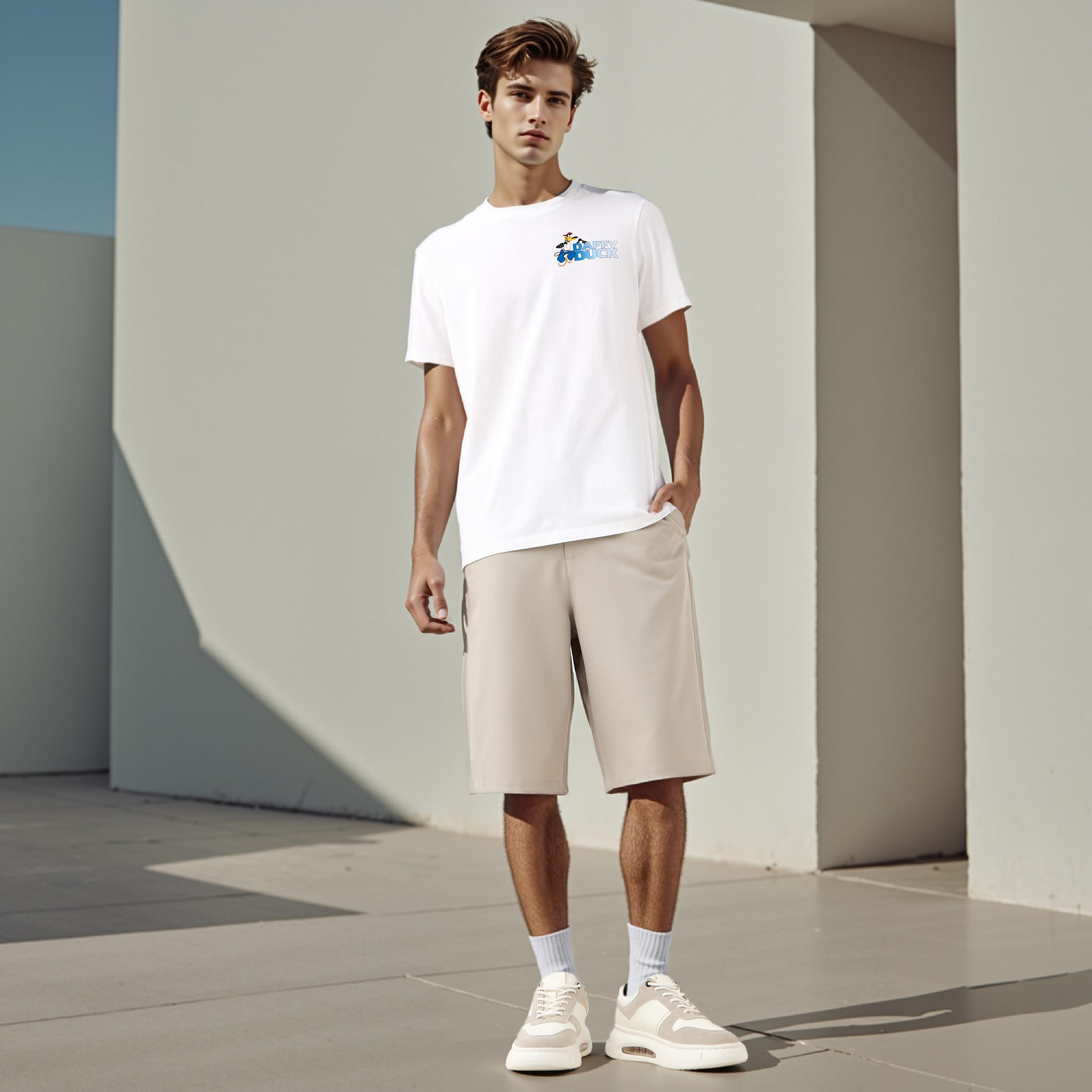 Regular Fit Shorts with Button Closure and Pockets-men-clothing-bottoms-shorts-image-2