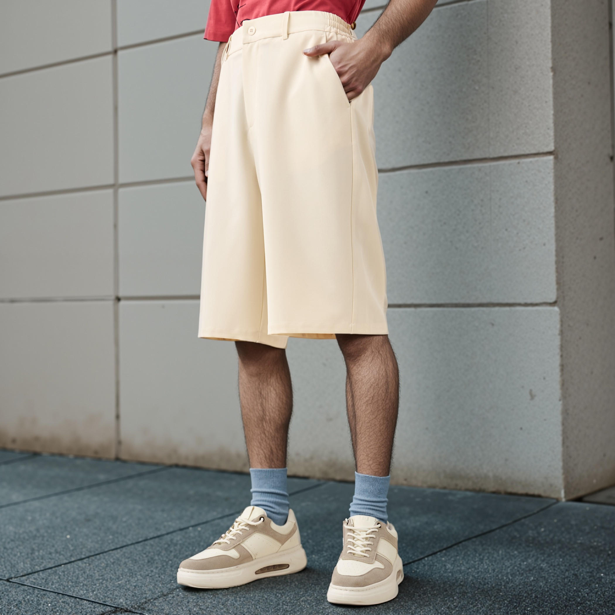 Regular Fit Shorts with Button Closure and Pockets-men-clothing-bottoms-shorts-image-1