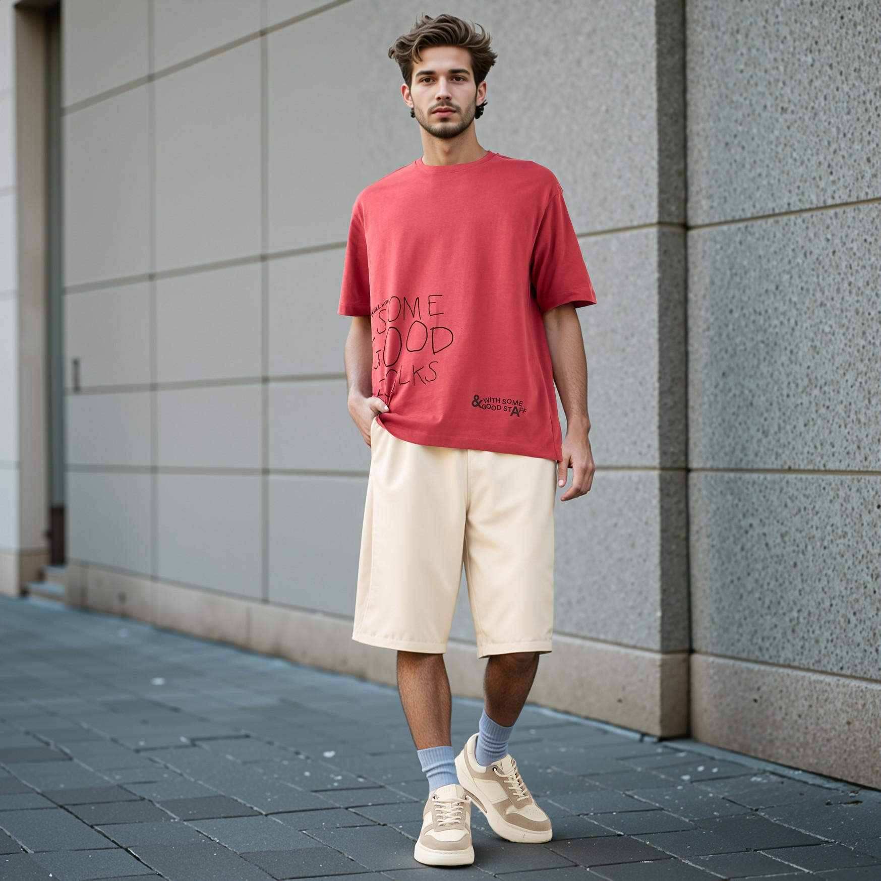 Regular Fit Shorts with Button Closure and Pockets-men-clothing-bottoms-shorts-image-2
