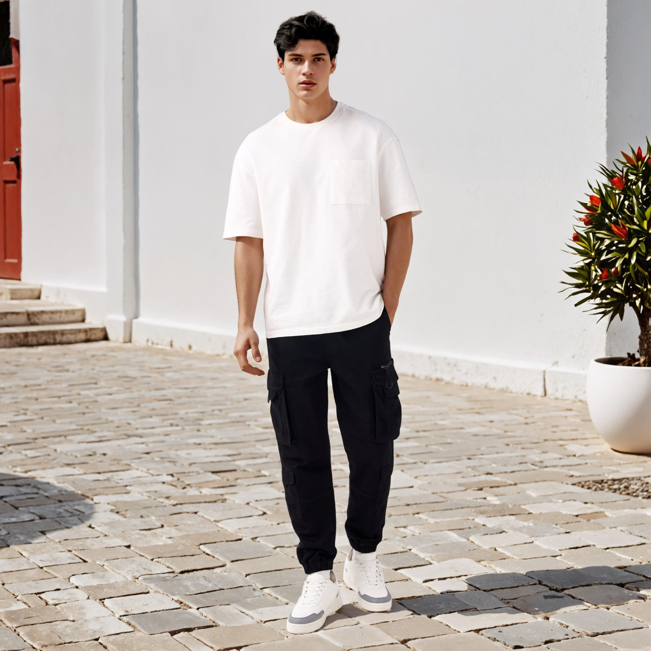 Flexi Waist Cargo Joggers with Pockets-men-clothing-bottoms-joggers-image-2
