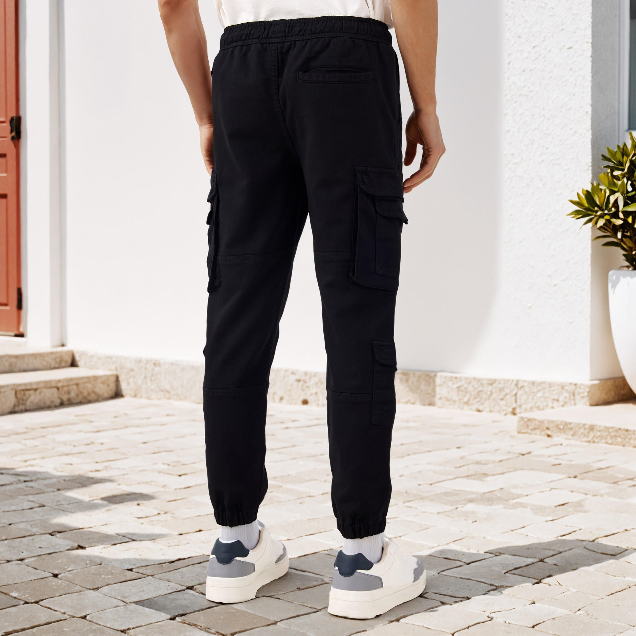 Flexi Waist Cargo Joggers with Pockets-men-clothing-bottoms-joggers-image-3