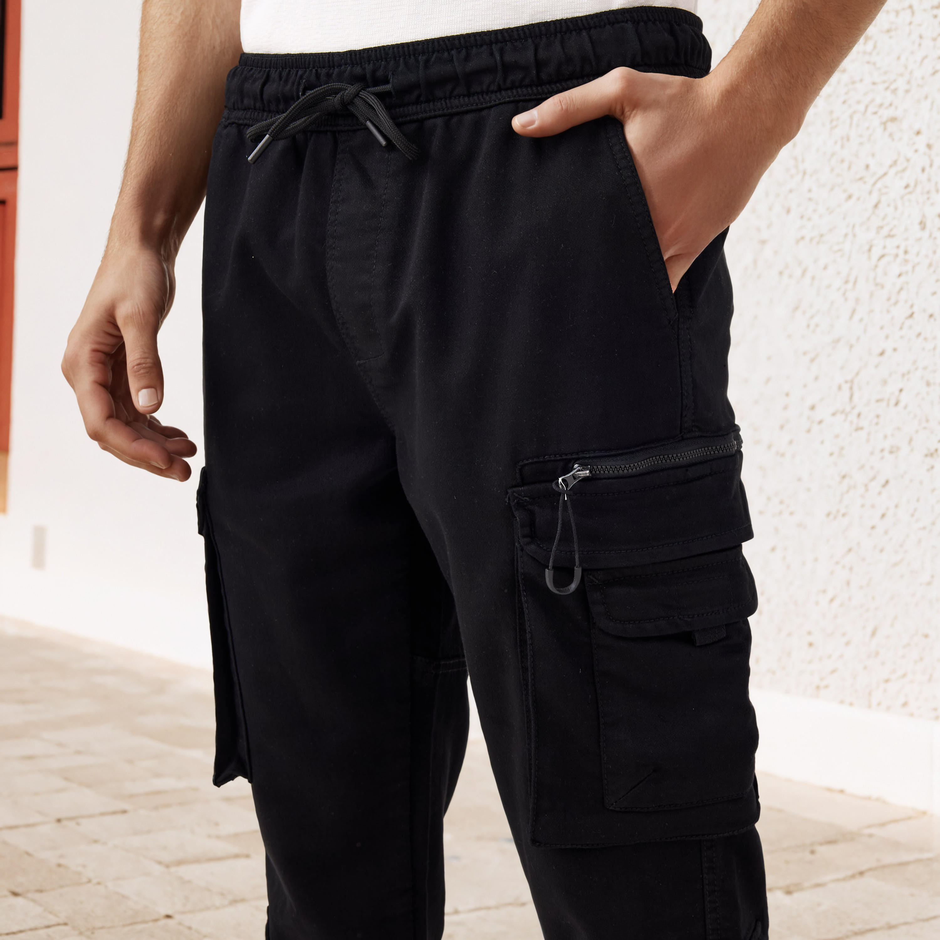 Flexi Waist Cargo Joggers with Pockets-men-clothing-bottoms-joggers-image-4