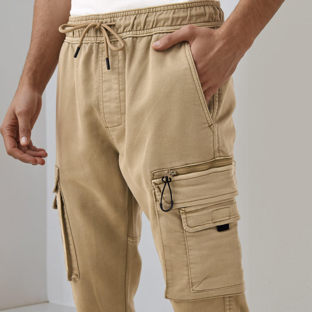 Flexi Waist Cargo Joggers with Pockets-men-clothing-bottoms-joggers-image-4