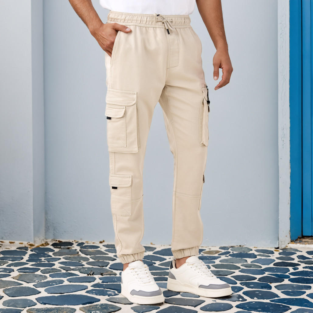 Flexi Waist Cargo Joggers with Pockets-men-clothing-bottoms-joggers-image-1