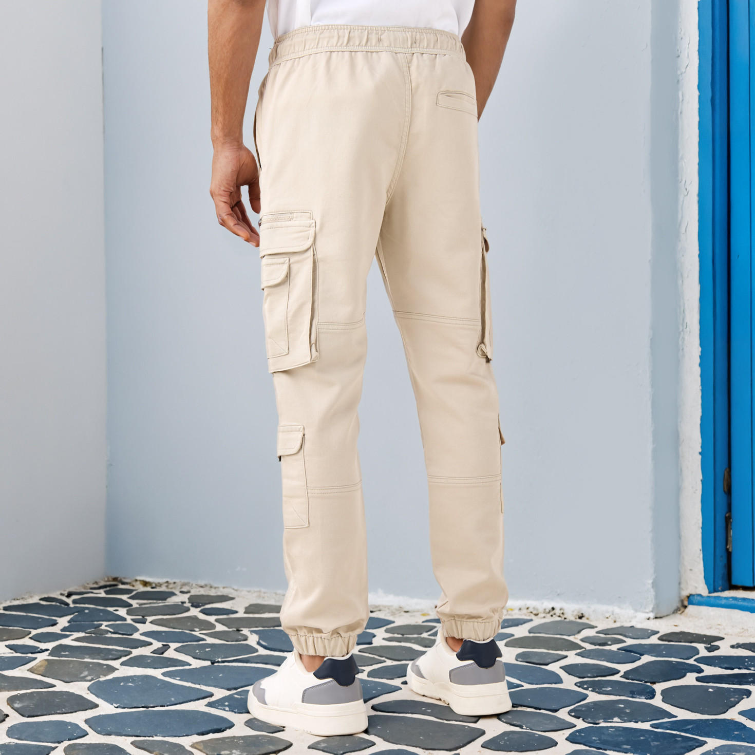 Flexi Waist Cargo Joggers with Pockets-men-clothing-bottoms-joggers-image-3