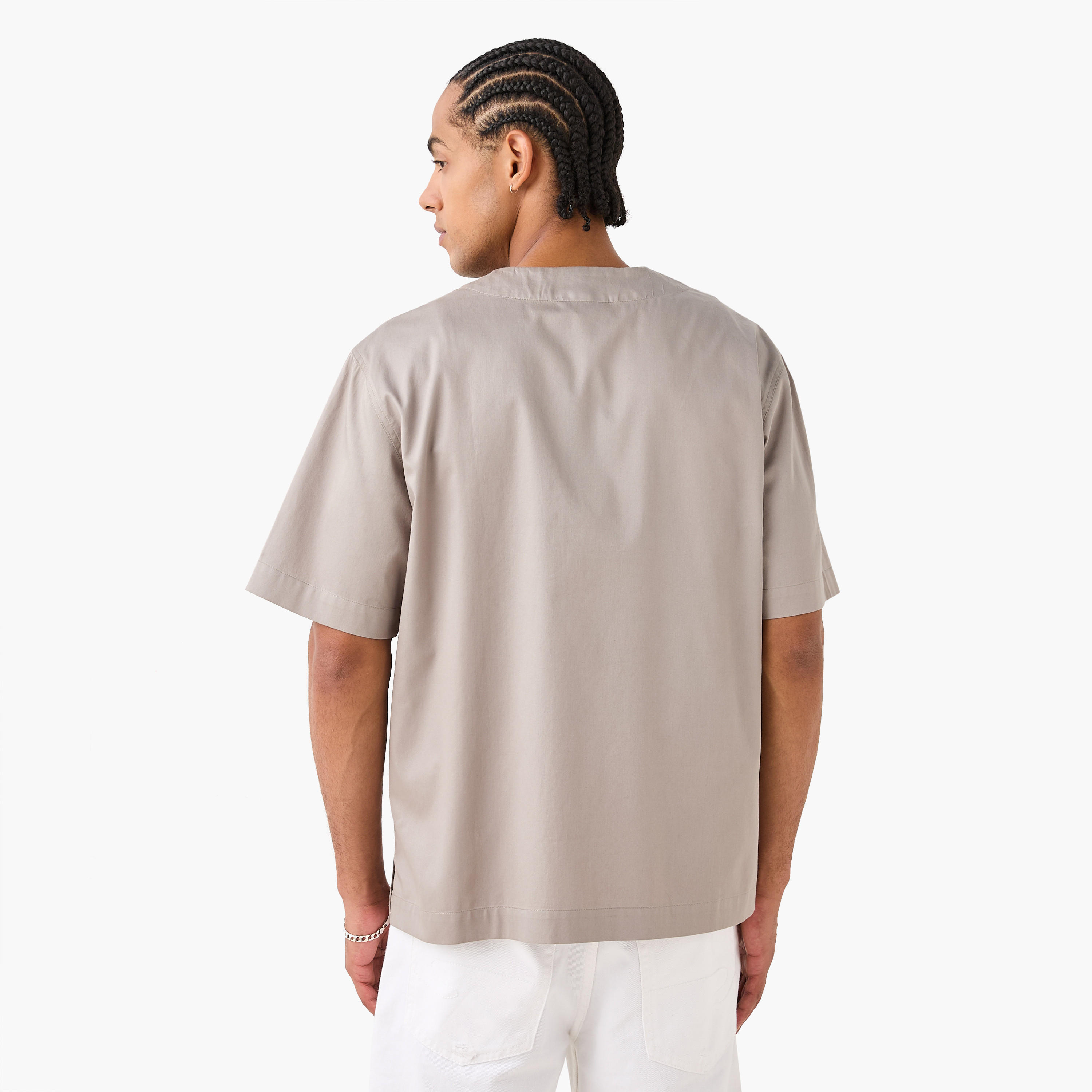 Poplin Baseball Shirt with Button Front-men-clothing-shirts-image-3