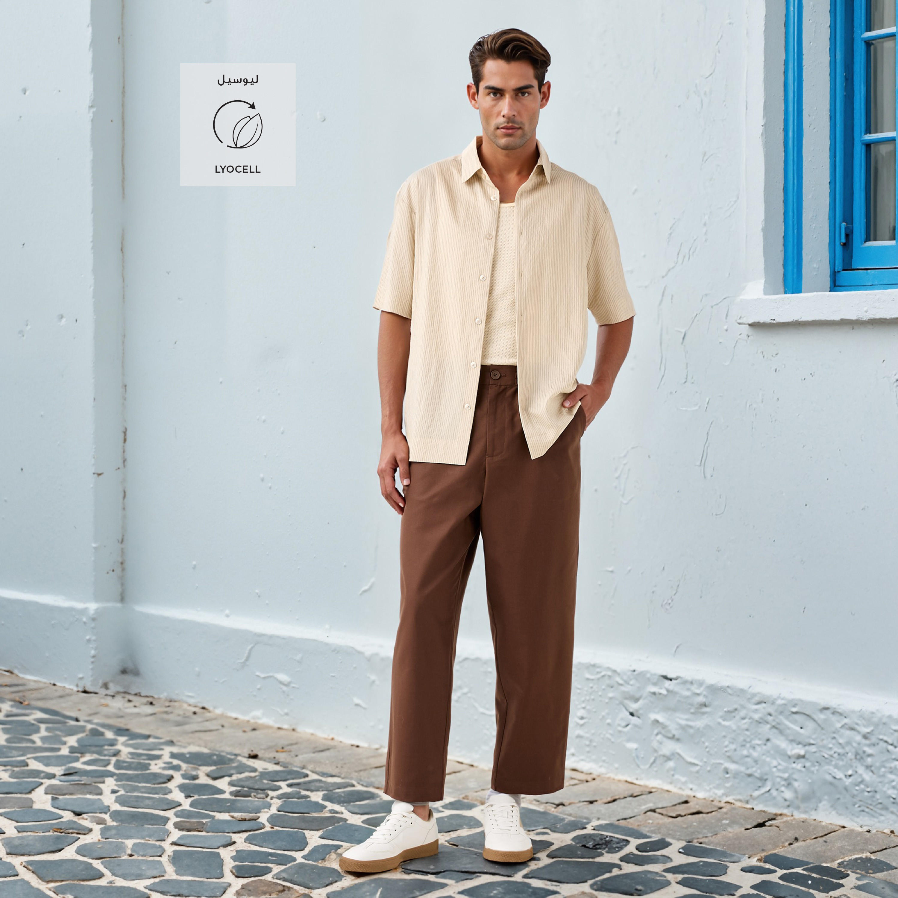 Regular Fit Pants with Elasticated Waistband and Pockets-men-clothing-bottoms-joggers-image-2