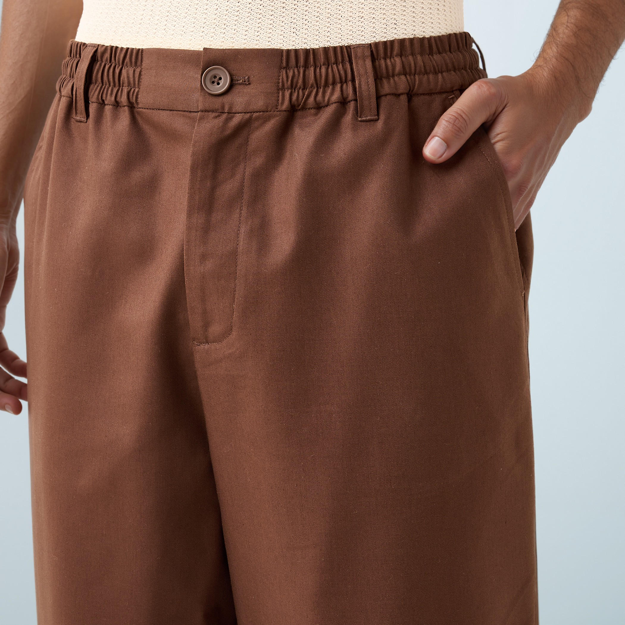 Regular Fit Pants with Elasticated Waistband and Pockets-men-clothing-bottoms-joggers-image-4