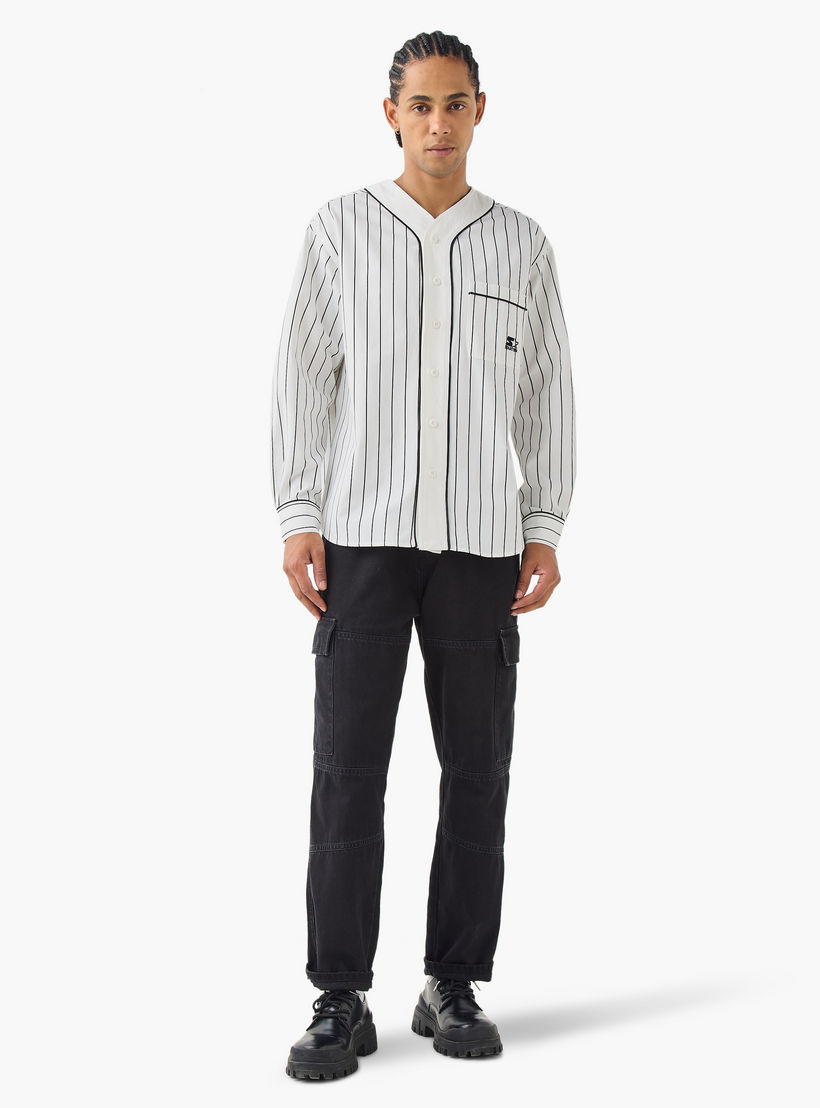 قميص بيسبول مخطط مع جيب من ستارتر-men-clothing-shirts-image-4