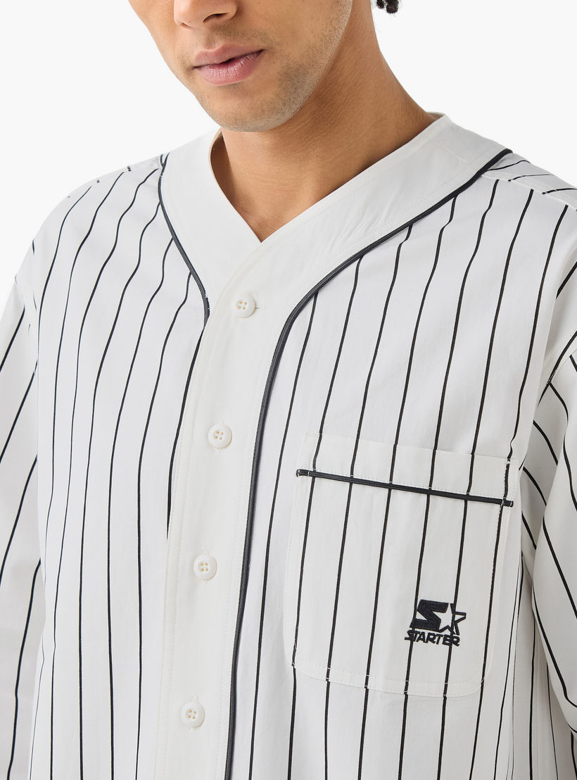 قميص بيسبول مخطط مع جيب من ستارتر-men-clothing-shirts-image-2