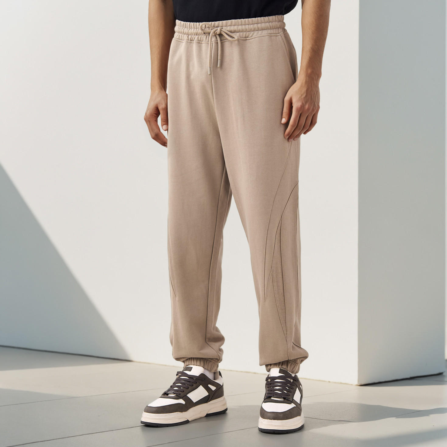 Cut and Sew Detail Flexi Waist Joggers -men-clothing-bottoms-joggers-image-1