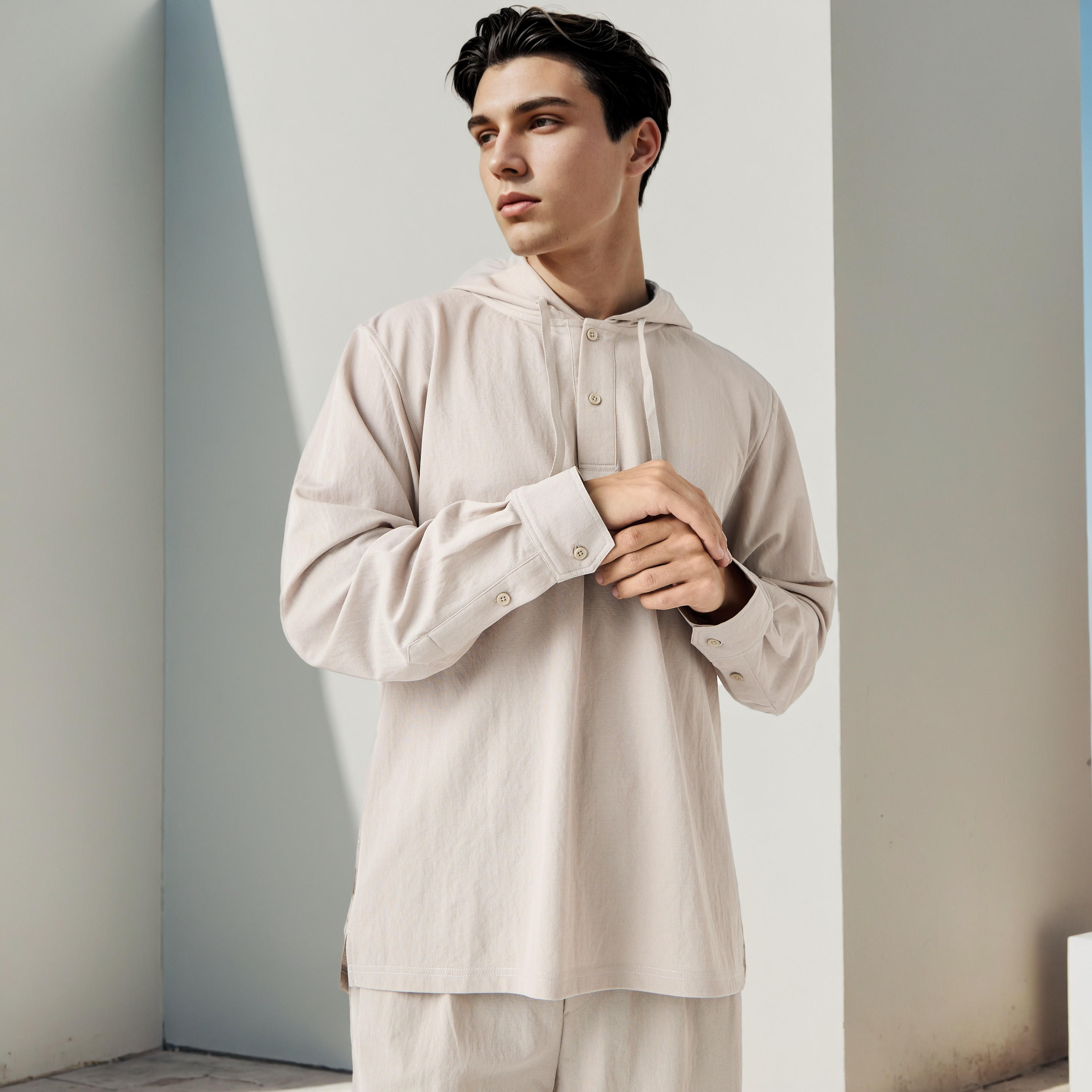 سويت شيرت بقبعة كتان فضفاض-men-winterwear-hoodiesandsweatshirts-image-5